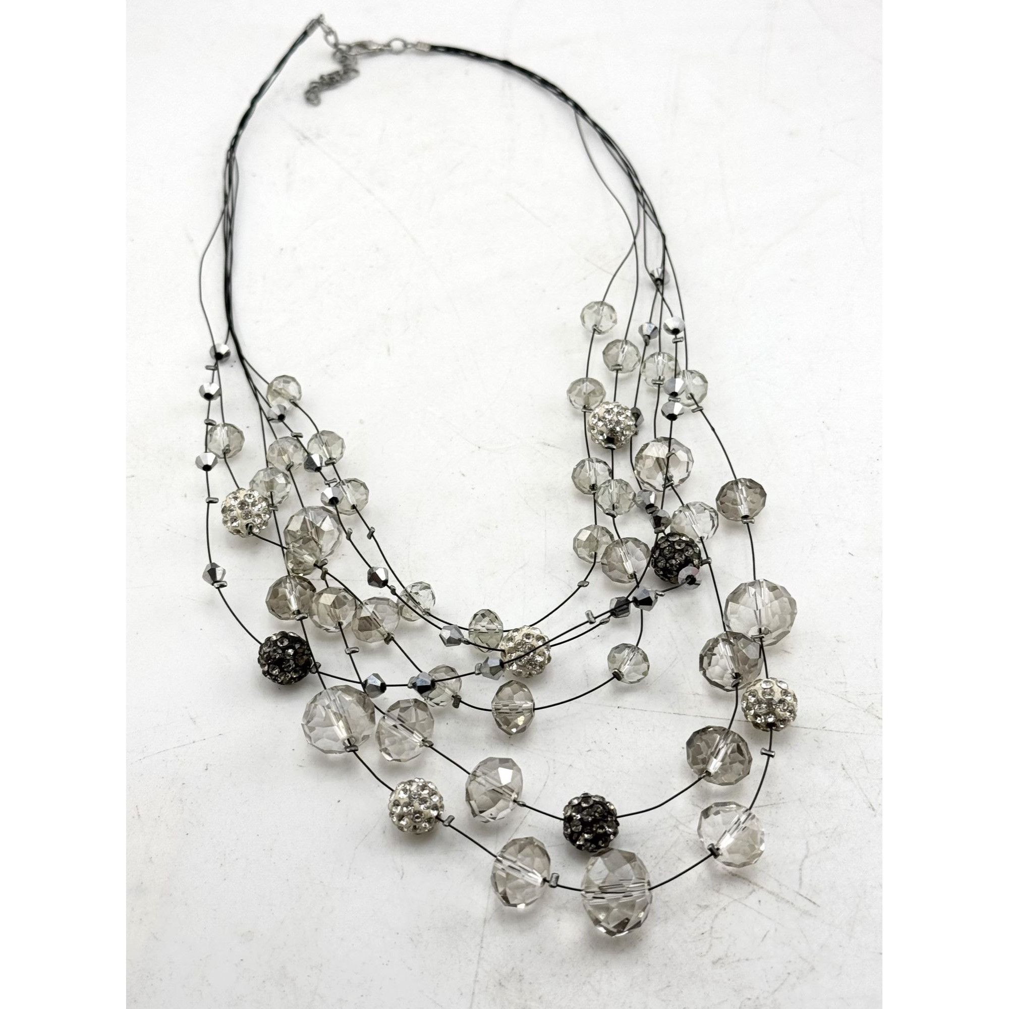 Vintage Wire crystal drop multi strand necklace Size ONE SIZE - 1 Thumbnail