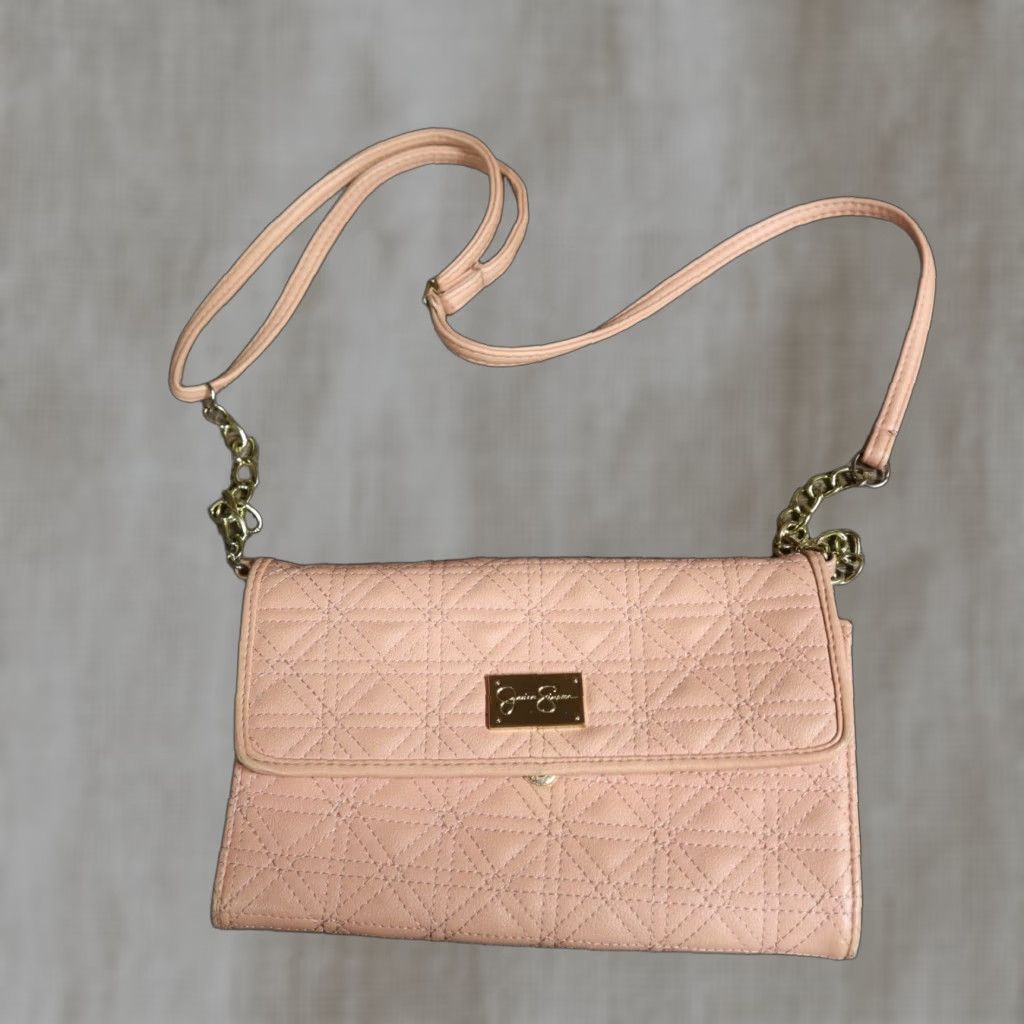 Jessica Simpson Jessica Simpson Landon Clutch Crossbody Pink Small PVC - Adjustable Detachable Strap Womens Bag 5.25" x 8" x 1" Blush Crossbody (XS) Size ONE SIZE - 1 Thumbnail