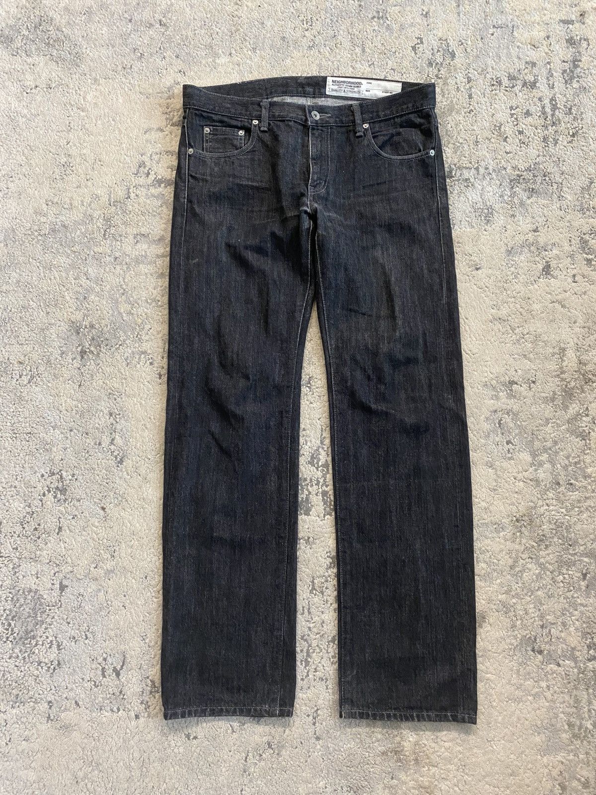 Neighborhood No.3204 Selvedge Raw Black Denim Size US 35 - 1 Thumbnail