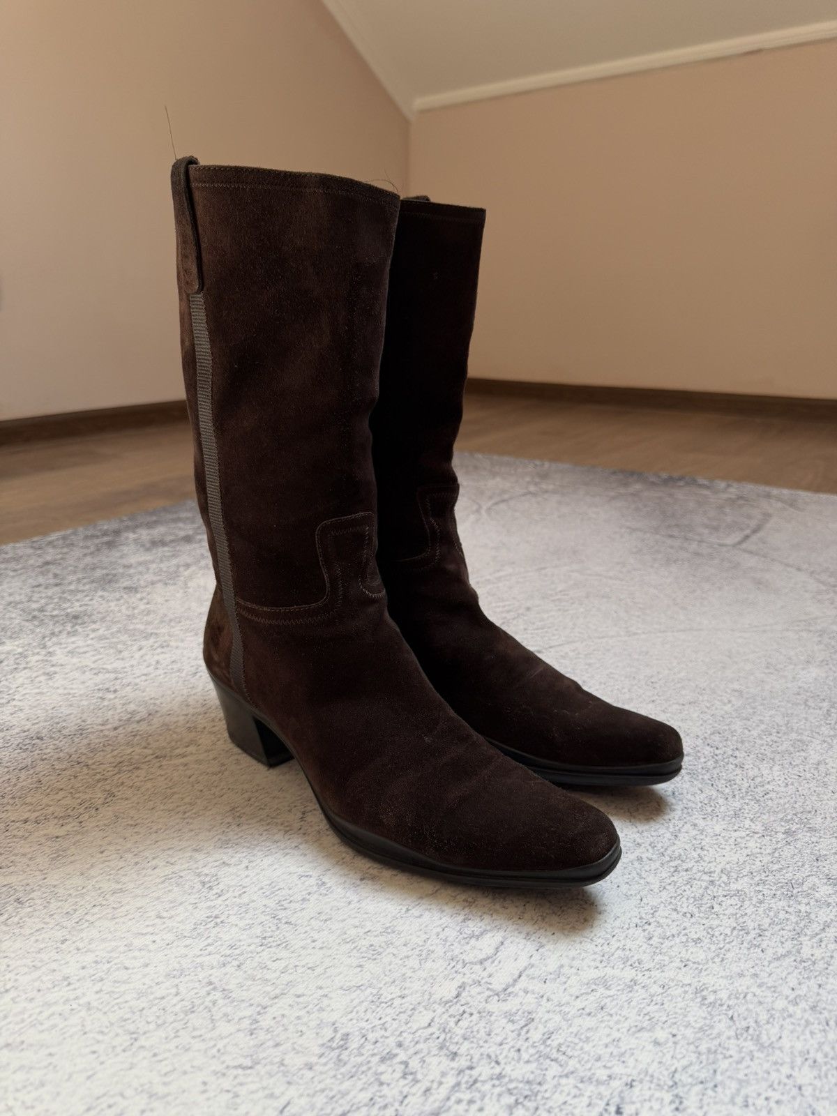 Prada 90s Prada Cowboy Western Suede Brown Boots(Guidi,CCP Style) Size US 7.5 / EU 40-41 - 6 Thumbnail
