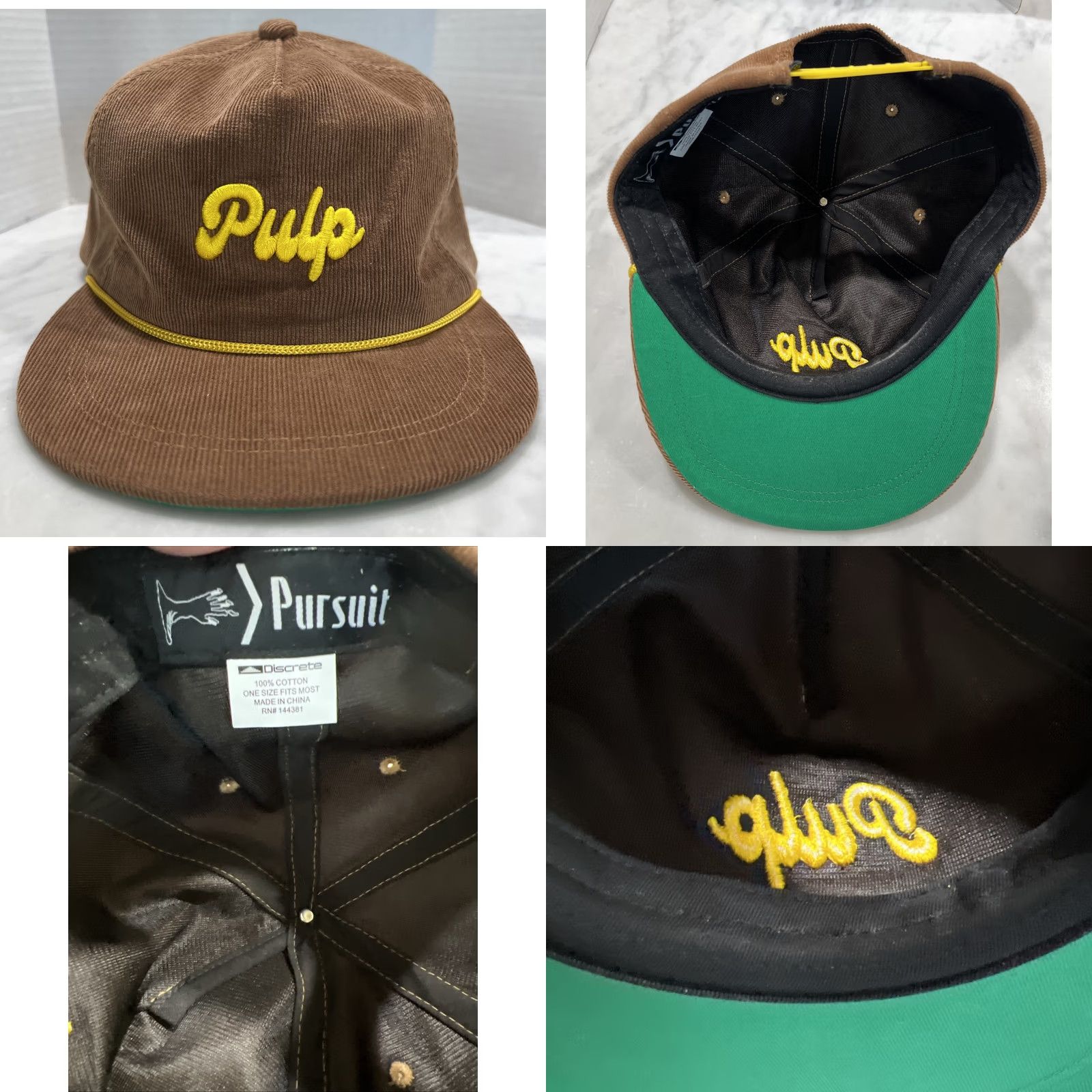 Vintage Pursuit of Ends Pulp High Snapback Hat Cap Adjustable Corduroy Rope Brown Mens Trucker Hat Brown Corduroy Rope Adjustable Cap Size ONE SIZE - 8 Thumbnail