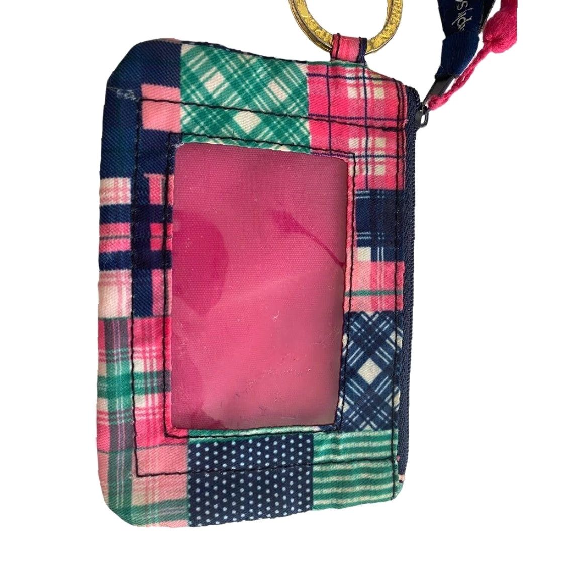 Vintage Simply Southern Plaid Key Chain Card Holder ID Pocket Zip Tassle Size ONE SIZE - 3 Thumbnail