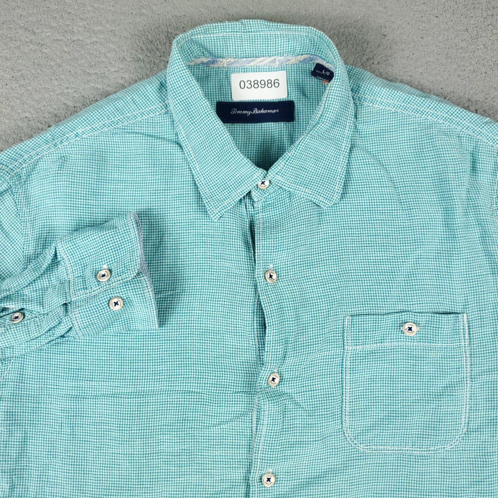 Tommy Bahama Tommy Bahama Blue Plaid Button-Up Shirt Mens Large Long Sleeve Casual Woven Size US L / EU 52-54 / 3 - 2 Thumbnail