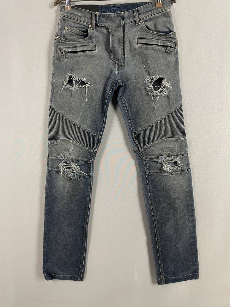 Balmain Balmain Biker Denim Jeans Grey Size US 32 / EU 48 - 4 Thumbnail