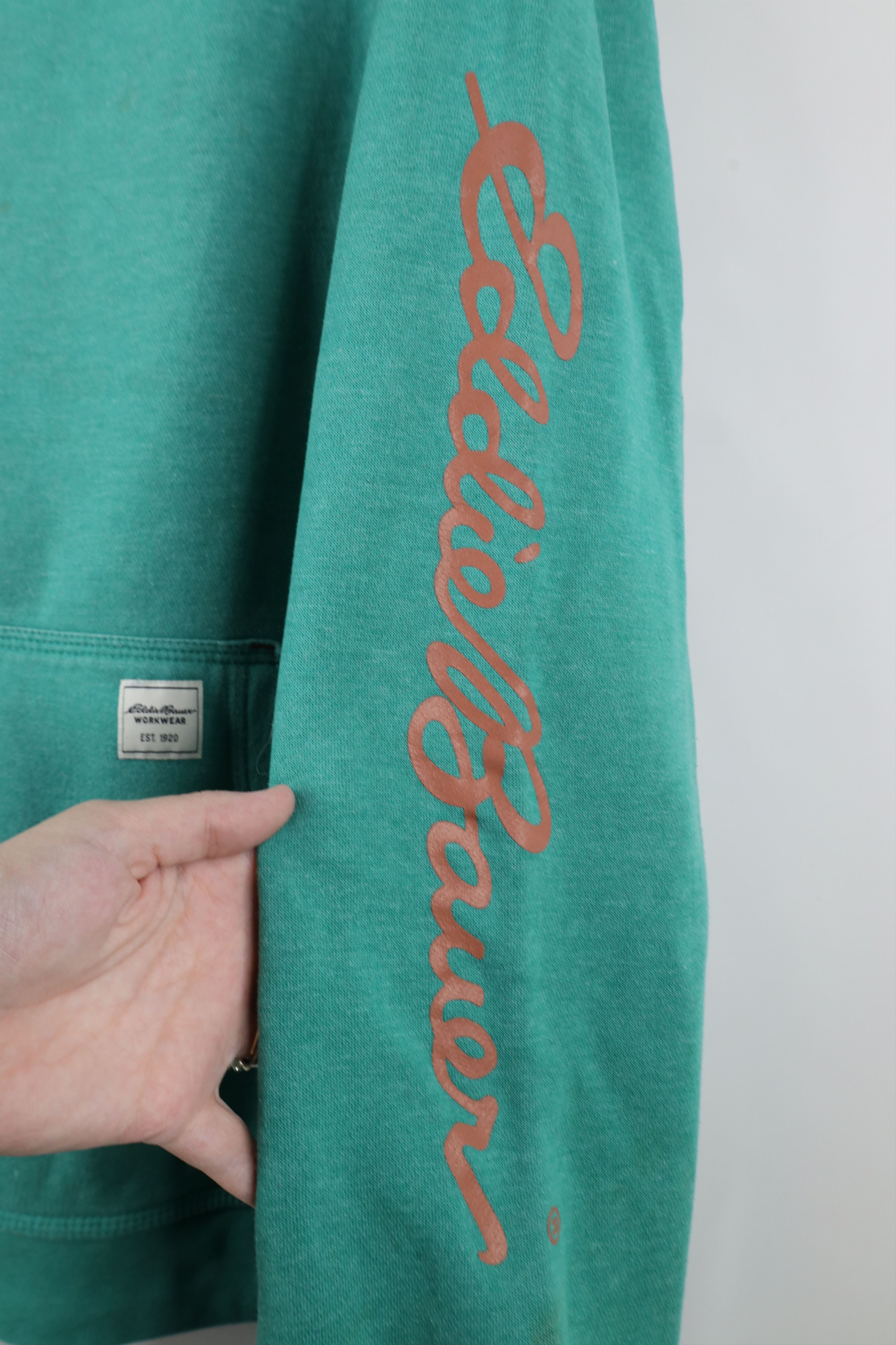 Eddie Bauer × Vintage Vintage Eddie Bauer Workwear Spell Out Hoodie Sweatshirt Size US XXL / EU 58 / 5 - 4 Thumbnail