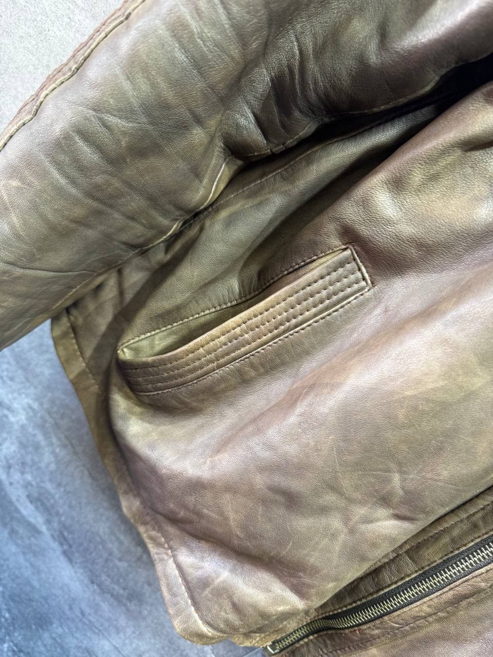 Genuine Leather Aviatrix Vintage Men's Brown Leather Bomber Biker Jacket Size US XXL / EU 58 / 5 - 5 Thumbnail