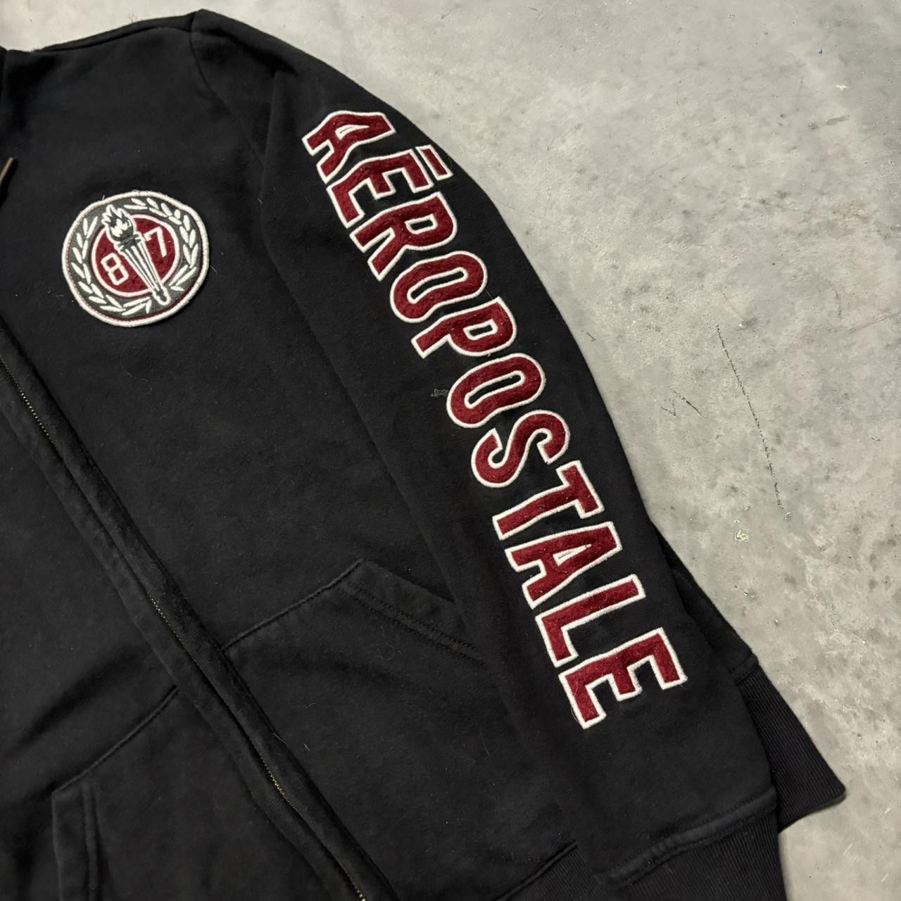 Aeropostale × Vintage Crazy Vintage Y2K/2000s Grunge Black Aeropostale Embroidered Skater Zip Up Hoodie! Size US XS / EU 42 / 0 - 4 Thumbnail