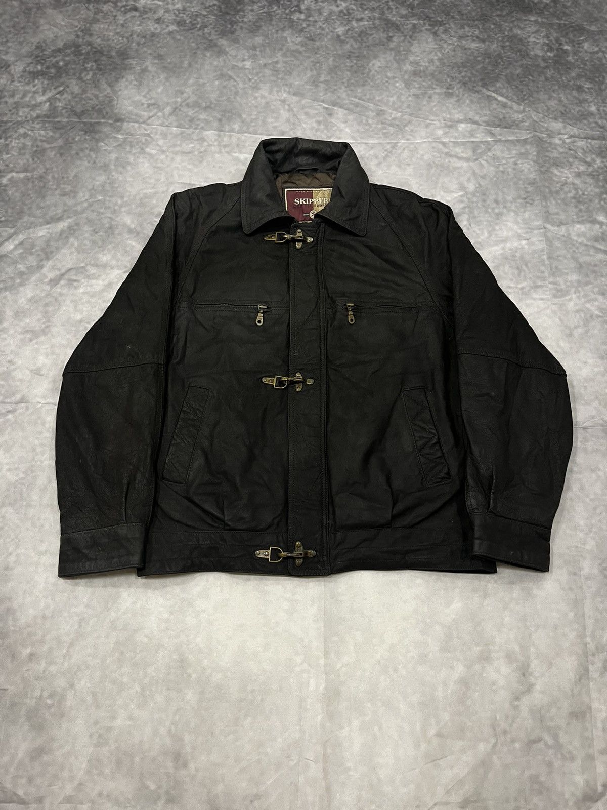 Vintage Skipper Vintage Leather Waxed Metal Lockers Fireman Jacket Size US M / EU 48-50 / 2 - 1 Thumbnail