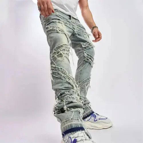 Japanese Brand Stylish Loose Ripped Patch Jeans Pant Size US 29 - 4 Thumbnail