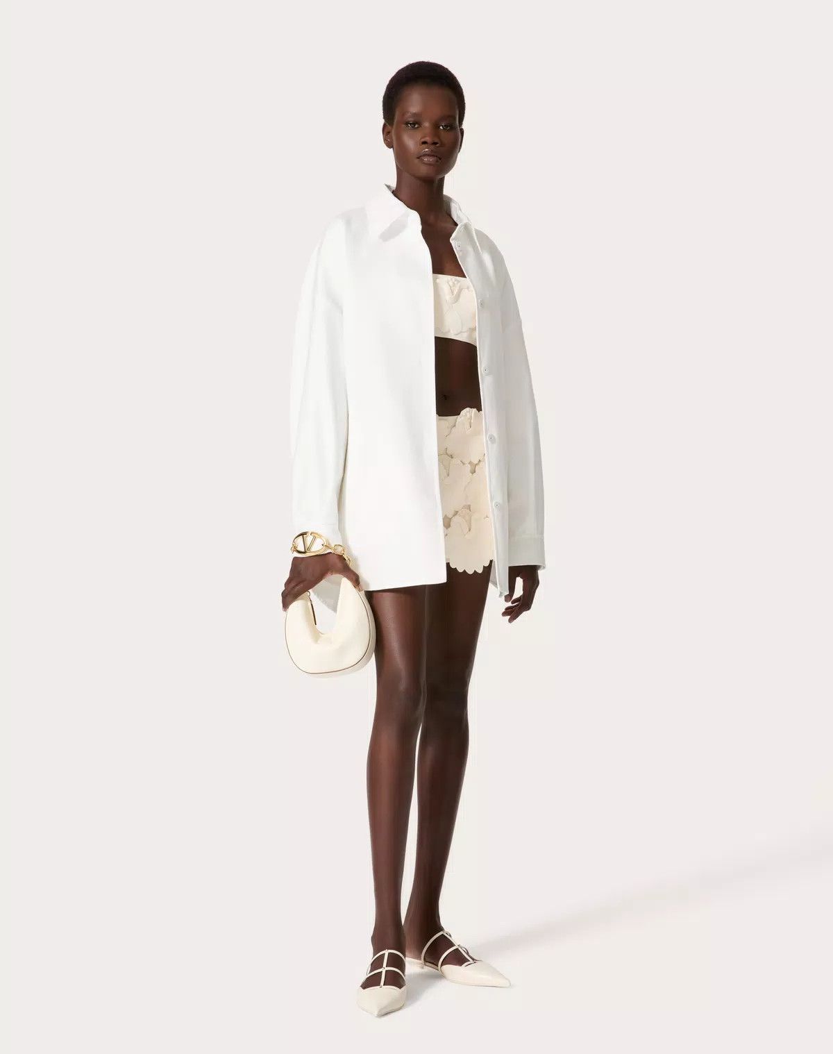 Valentino o1s1wg110525 Embroidered Crepe Couture Skort in White Size 28" / US 6 / IT 42 - 3 Thumbnail