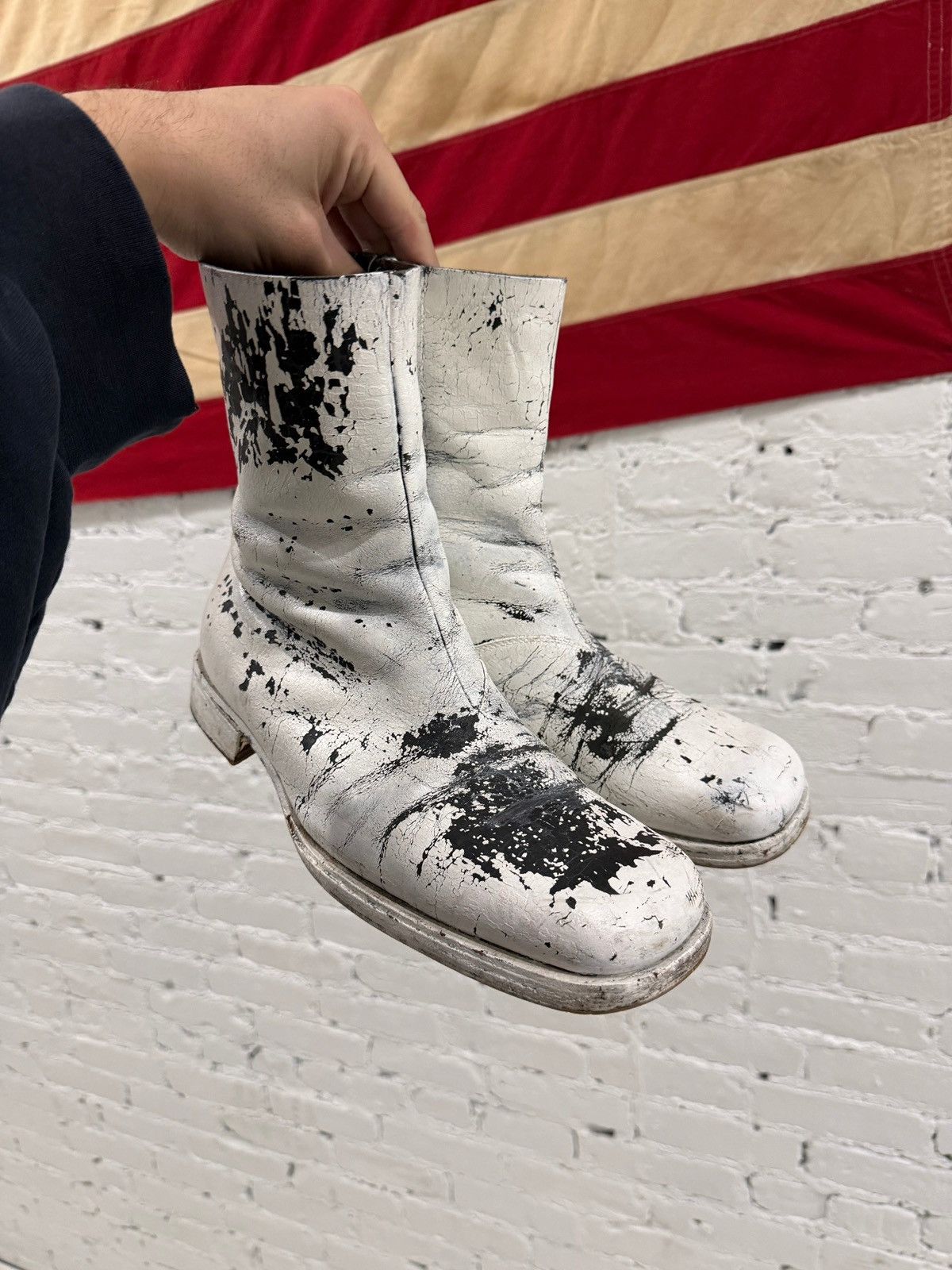 Maison Margiela 2002 MAISON MARTIN MARGIELA PAINTED SQUARE TOE BOOTS Size US 10 / EU 43 - 6 Thumbnail