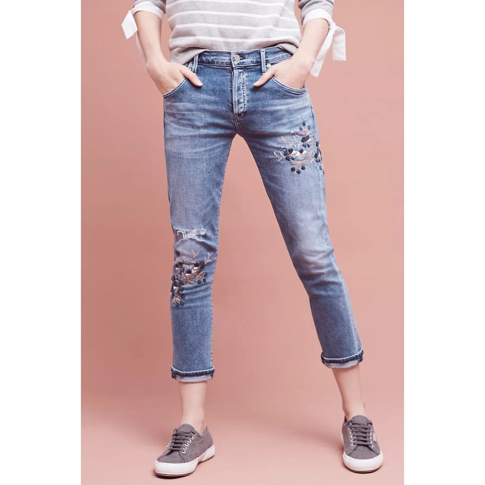 Citizens Of Humanity Citizens of Humanity, Emerson Slim Boyfriend Embroidered 2 Size 26" / US 2 / IT 38 - 1 Thumbnail