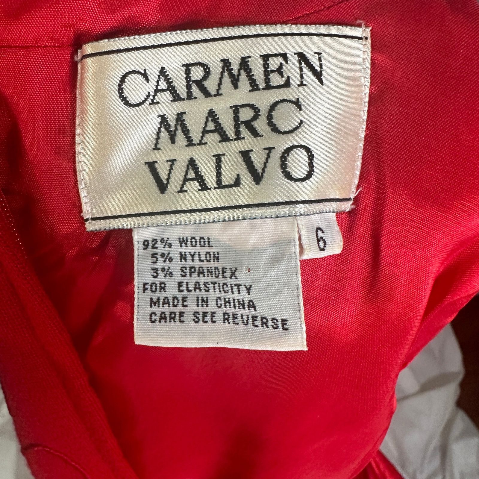 Vintage Vintage 90s Carmen Marc Valvo Red Knit Cocktail Dress 6 Size XS / US 0-2 / IT 36-38 - 7 Thumbnail