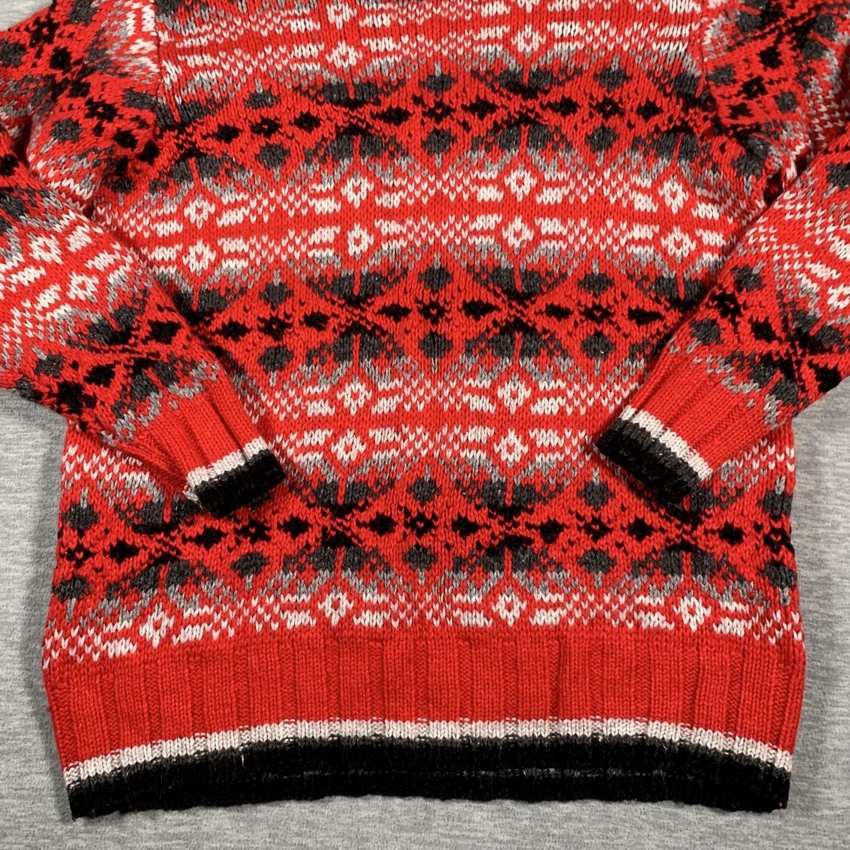 Vintage VINTAGE Marsh Landing Sweater Womens Medium Red Black Fair Isle Hand Knit Crewneck Ramie Size M / US 6-8 / IT 42-44 - 3 Thumbnail