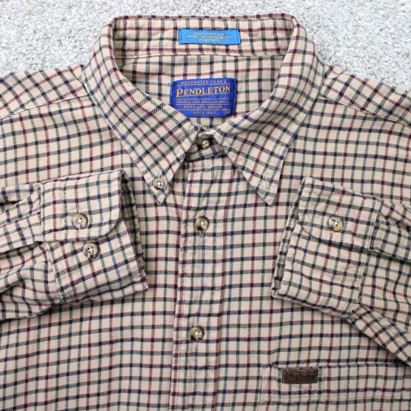 Pendleton Pendleton Shirt Mens Large Brown/Green Plaid Flannel 100% Cotton Long Sleeve Button-Up Size US L / EU 52-54 / 3 - 2 Thumbnail