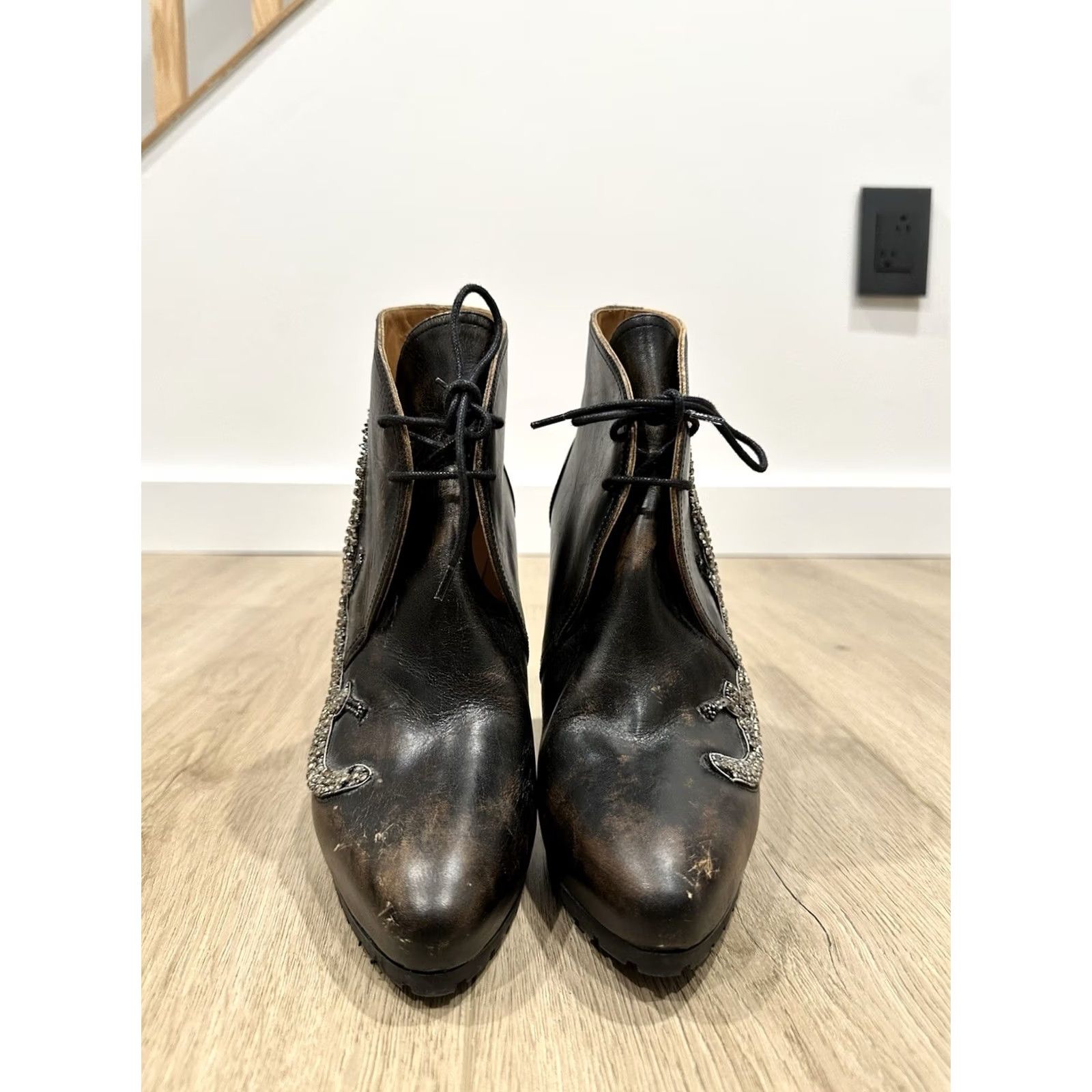 Ralph Lauren VINTAGE Ralph Lauren PURPLE LABEL Reanna Leather Bootie Heels Size 39 B Lizard Pump Size US 9 / IT 39 - 2 Thumbnail
