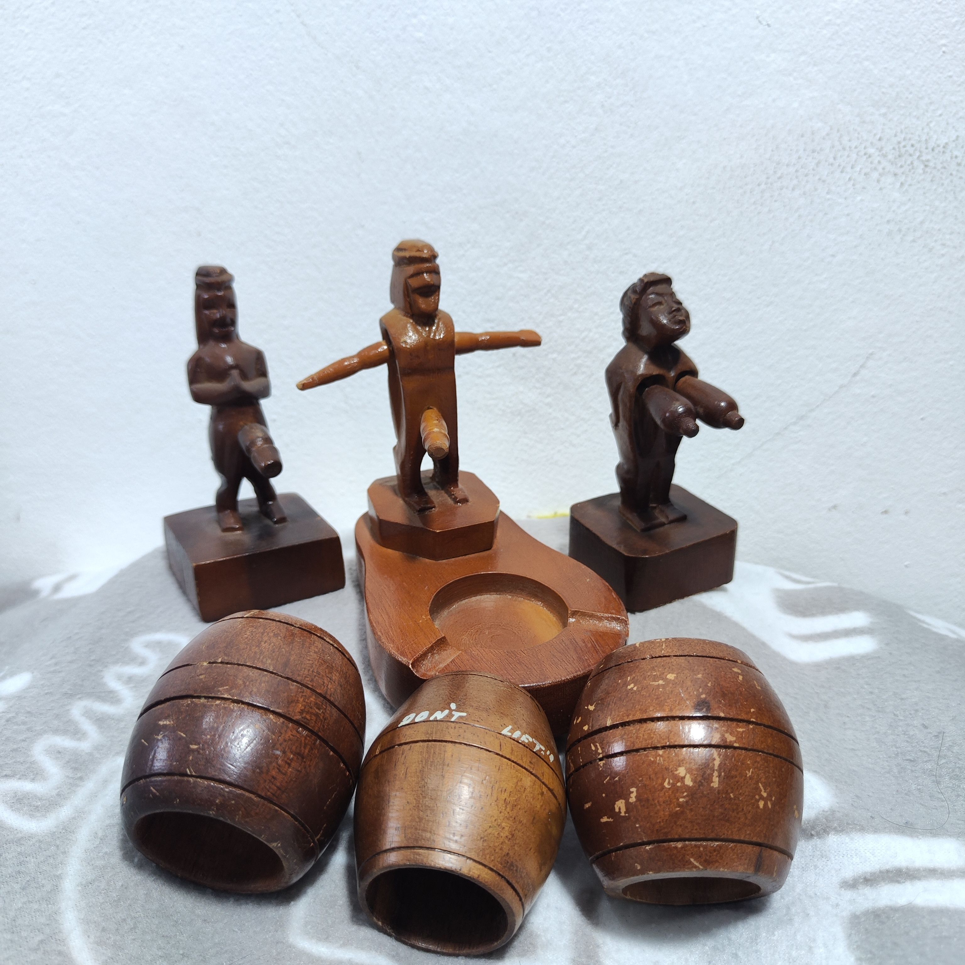 Handmade Vintage Naked Wood Carving Cigarette Ashtray Funny Size ONE SIZE - 4 Thumbnail