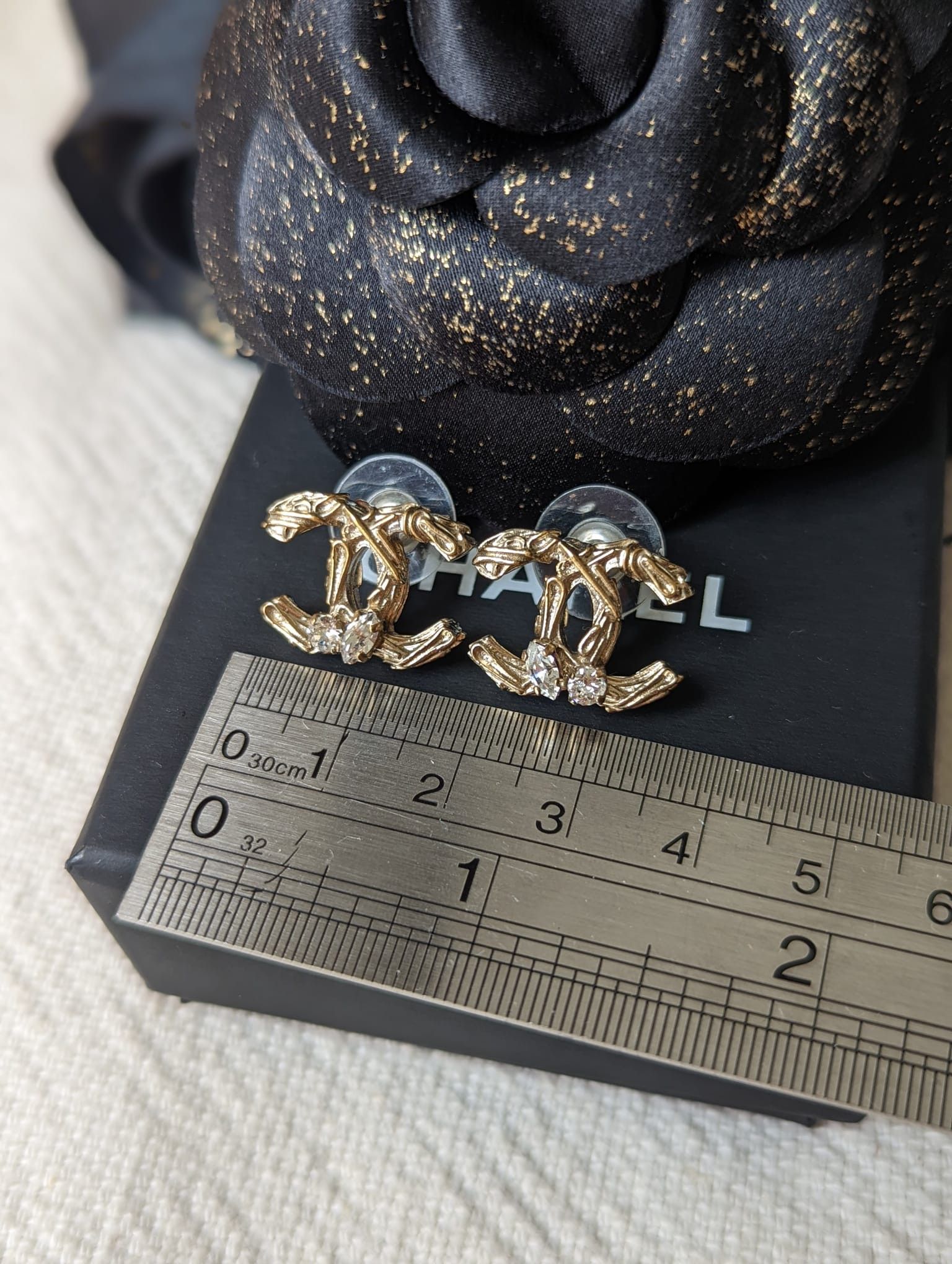 Chanel Chanel CC B14K Logo earrings GHW crystal earring receipt box Size ONE SIZE - 9 Thumbnail