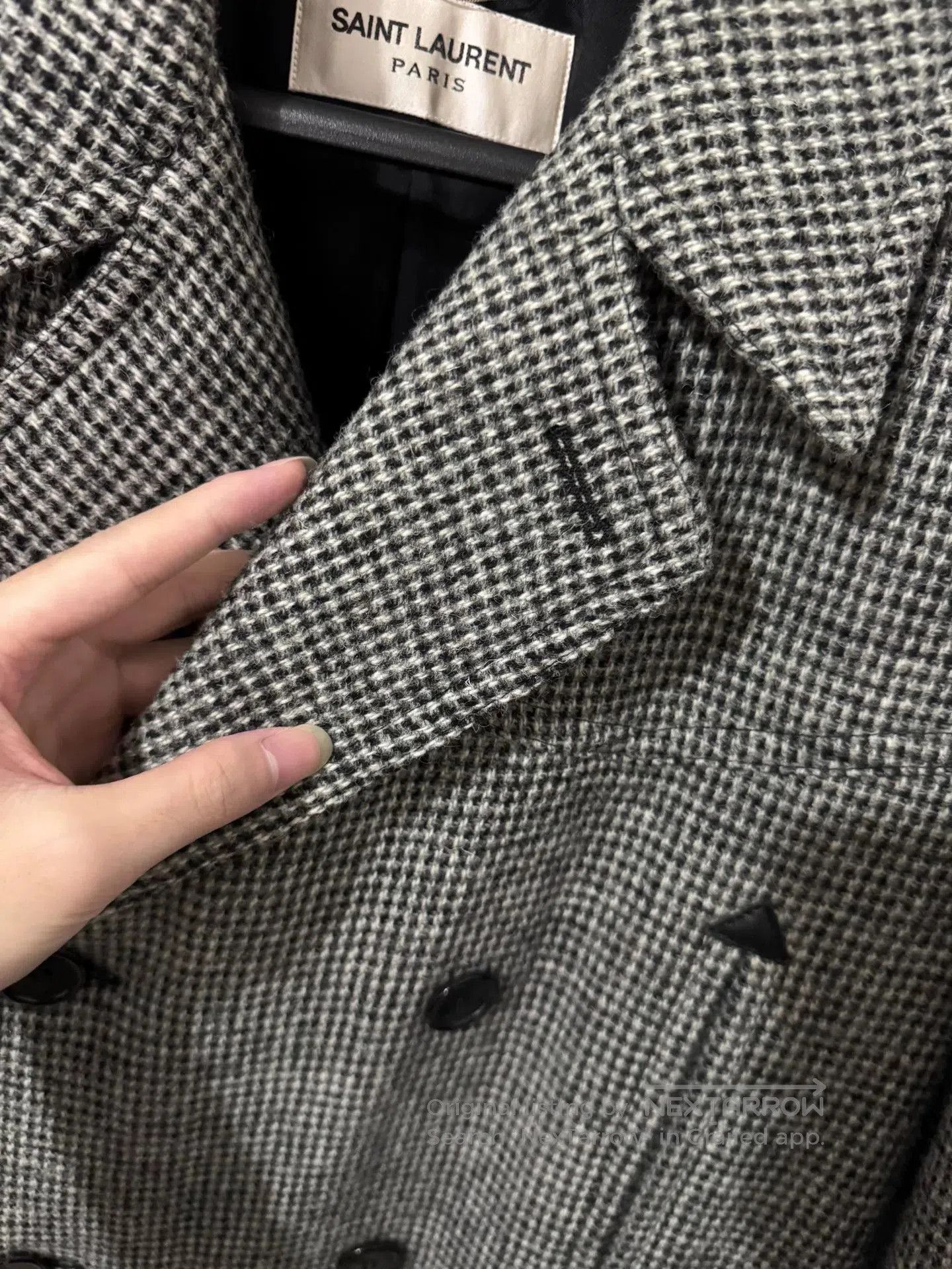 Saint Laurent Paris Saint Laurent Double-Breasted Check Coat. Size US L / EU 52-54 / 3 - 4 Thumbnail