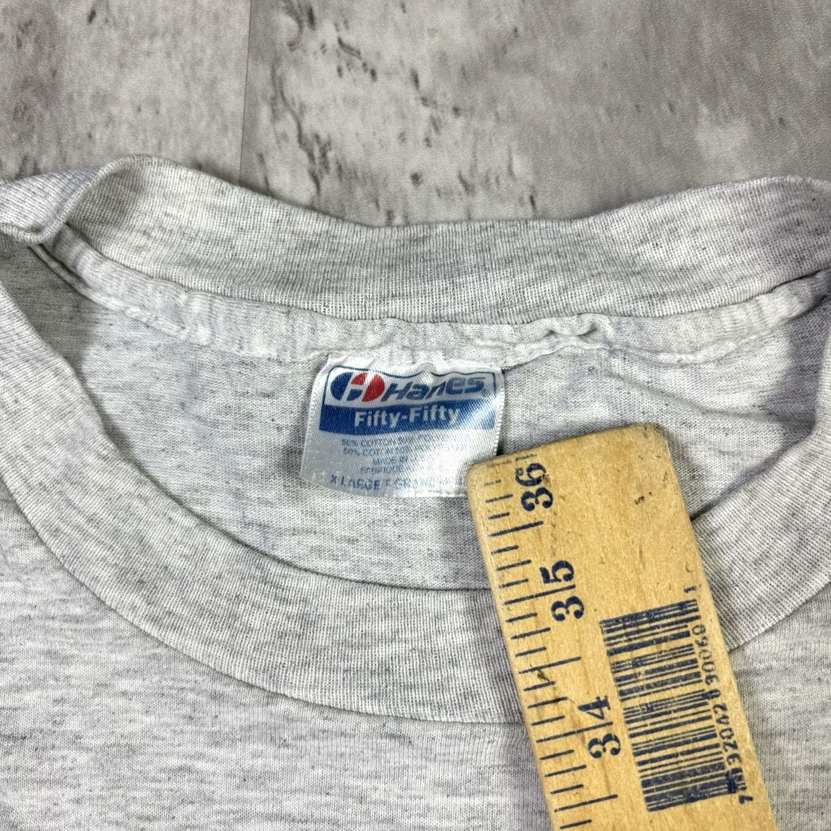 Hanes VINTAGE Hanes US Postal Stamp Art T Shirt Gray 80s Graphic Print Crew Neck Short Sleeve XL Mens Size US XL / EU 56 / 4 - 5 Thumbnail