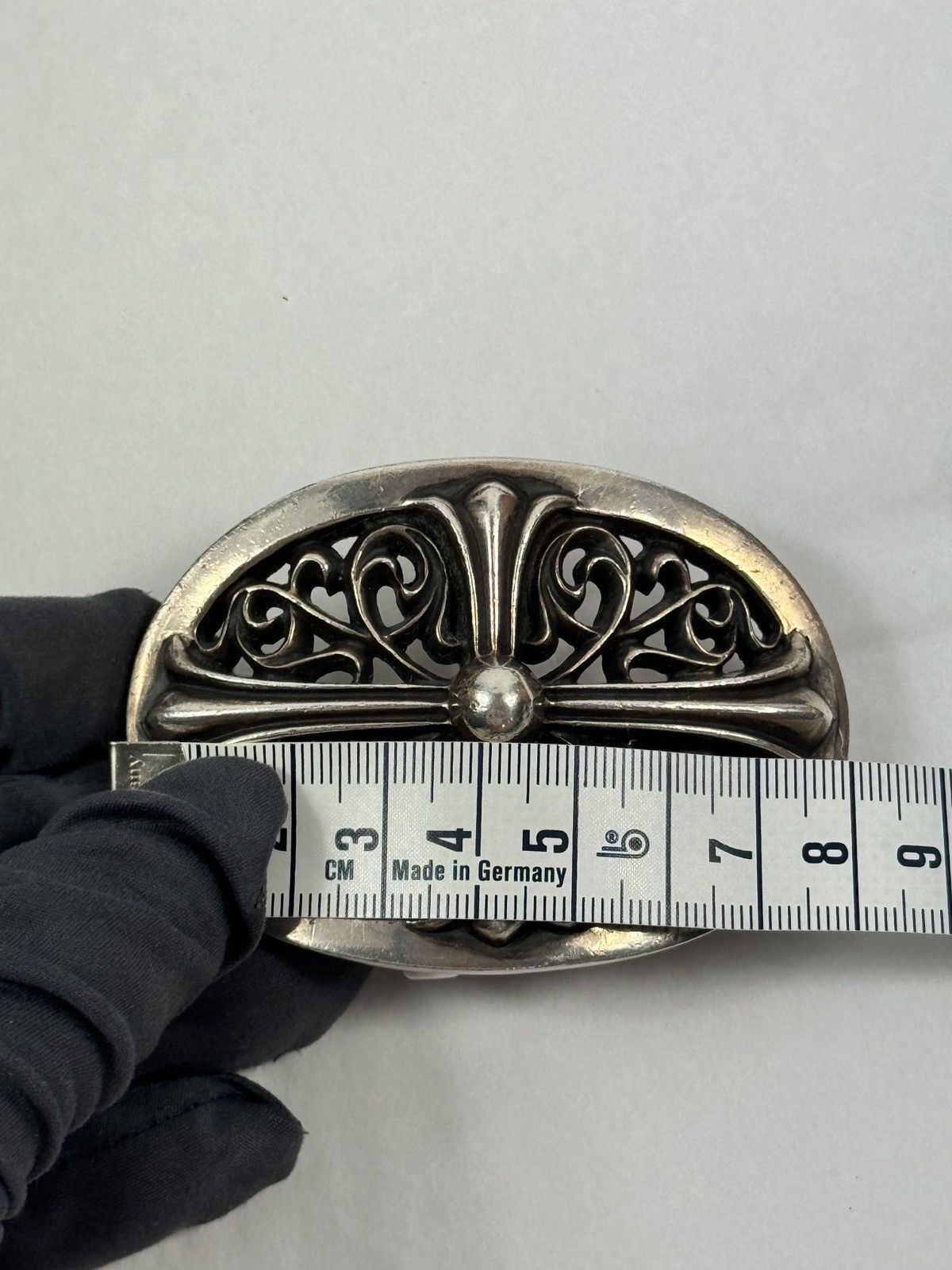 Chrome Hearts DOUBLE STUD STERLING SILVER LEATHER BELT +BUCKLE *RARE* Size 36 - 13 Thumbnail