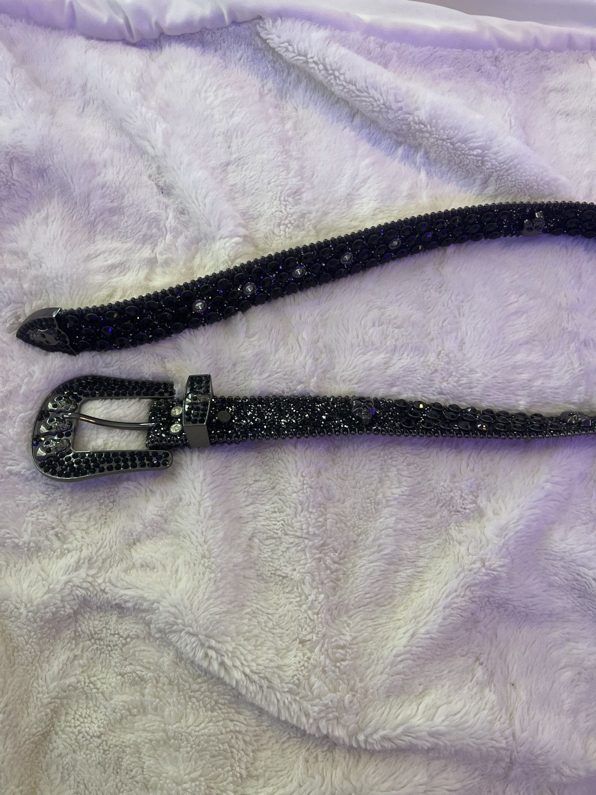 Other Black bling belt with skulls Size 28 - 1 Thumbnail
