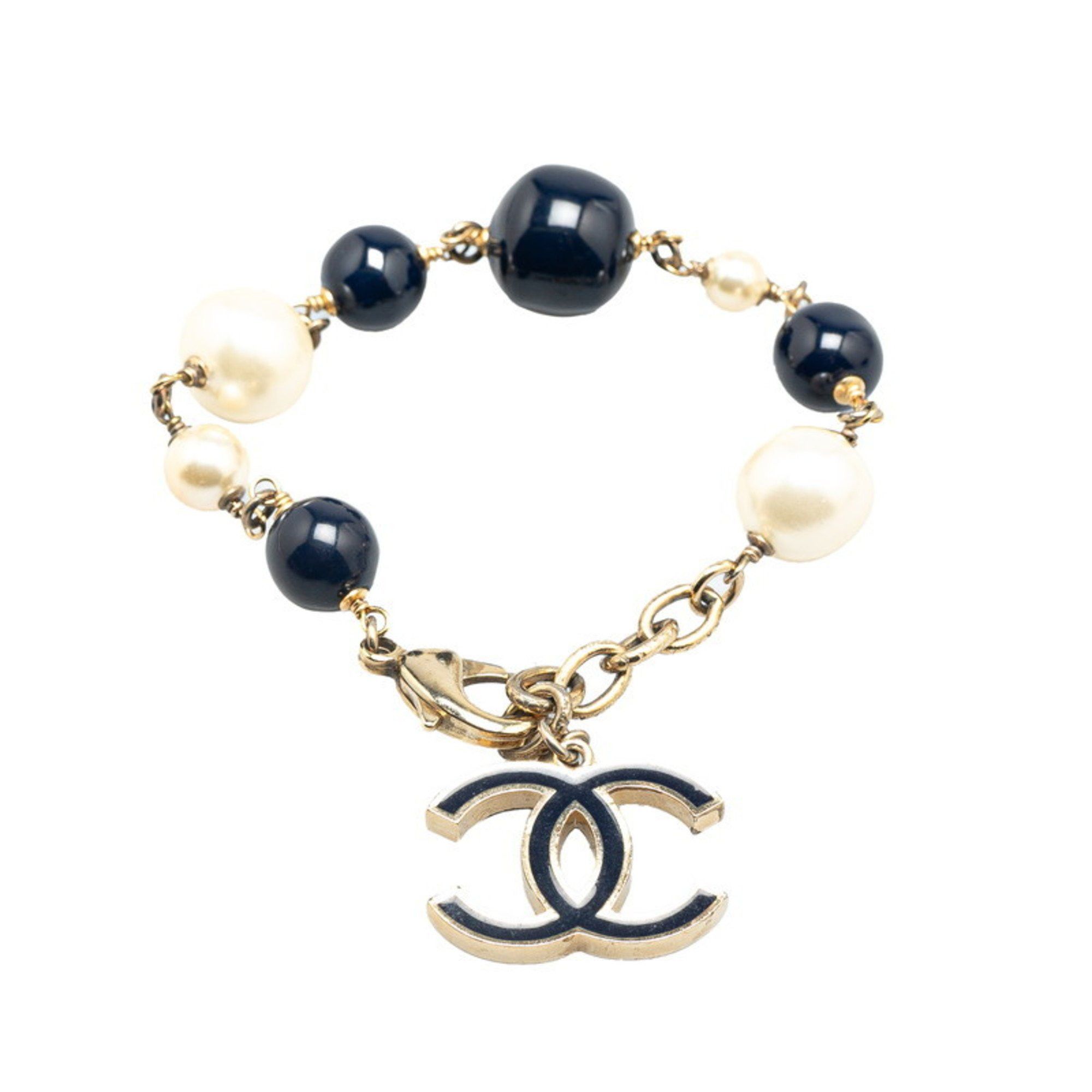 Chanel Chanel Coco Mark Bracelet in Navy, Black, and Gold with Faux Pearl Plating for Women Size ONE SIZE - 1 Thumbnail