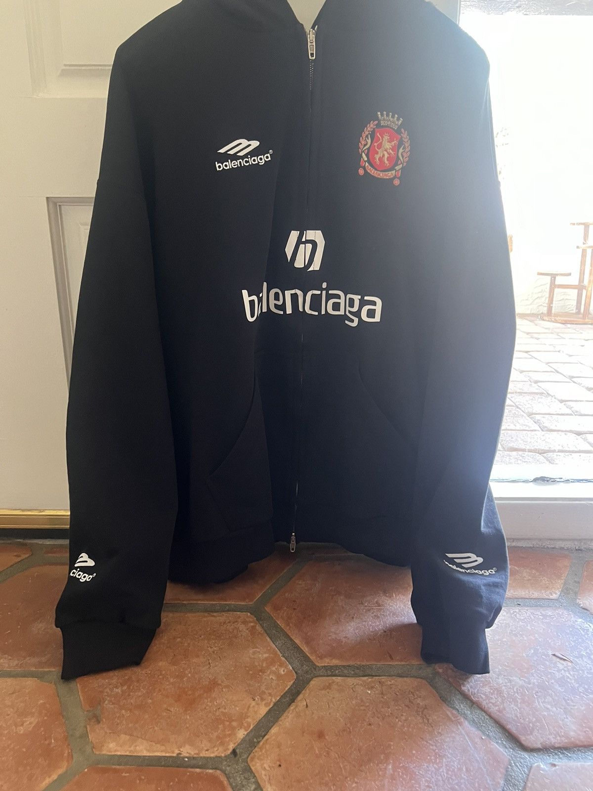 Balenciaga Paris Soccer Zip-Up Hoodie Medium Fit | Grailed