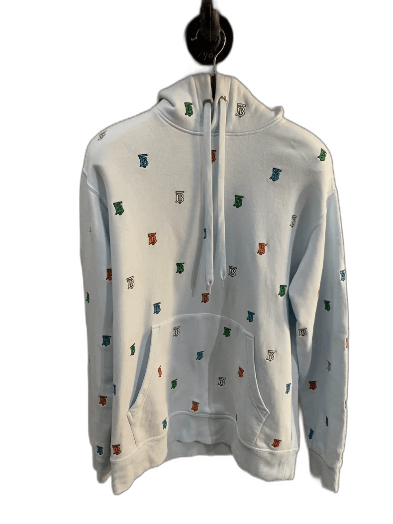 Burberry Embroidered Hoodie in Sky Blue
