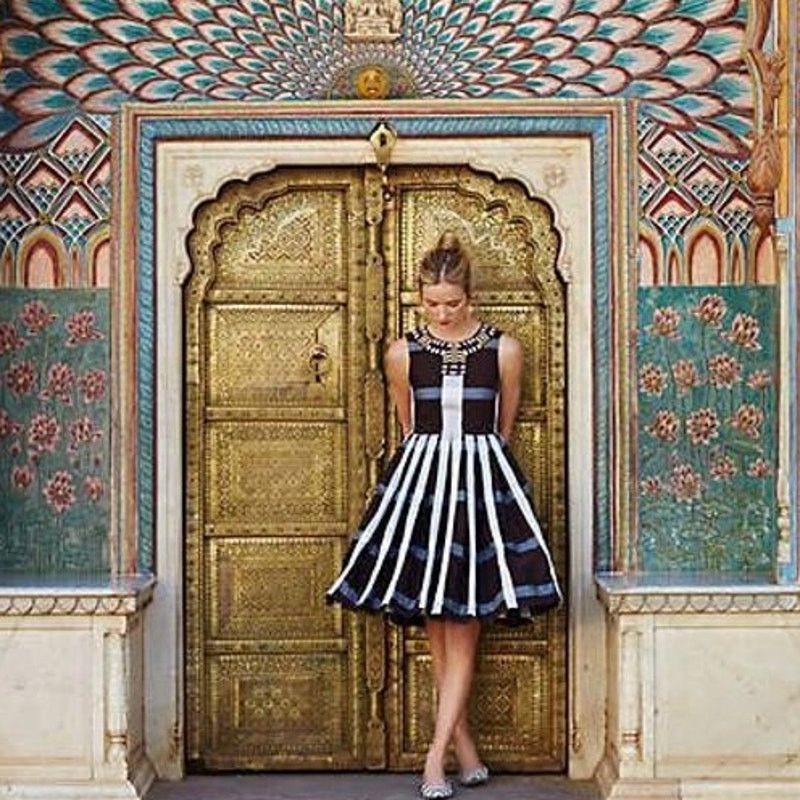 Anthropologie Anthropologie Maeve Beaded Pleated Cotton Fit & Flare Dress Size XS / US 0-2 / IT 36-38 - 1 Thumbnail