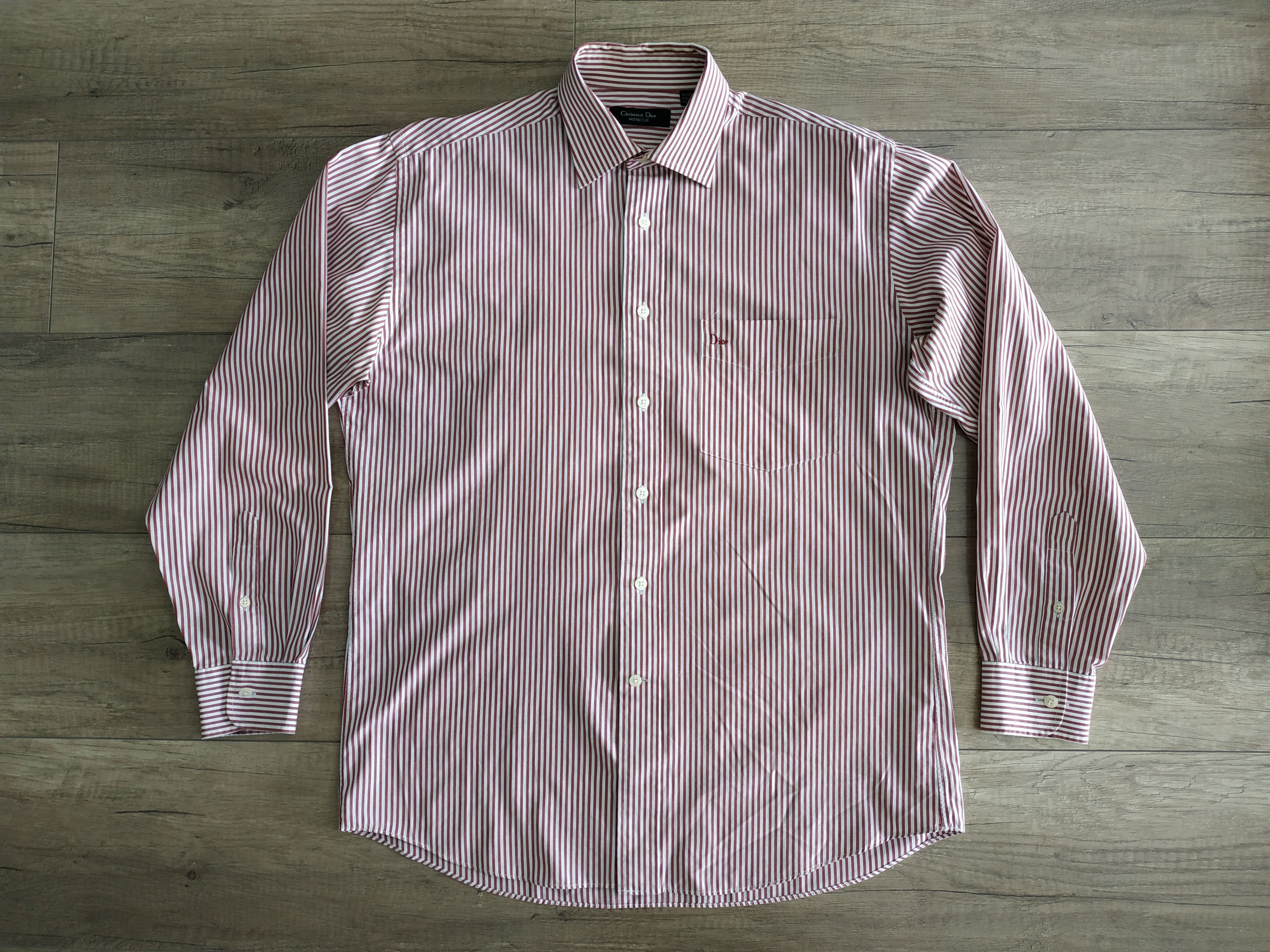 Dior Christian Dior Men's Button Up Striped Shirt, s. 39/40,LARGE Size US L / EU 52-54 / 3 - 2 Thumbnail