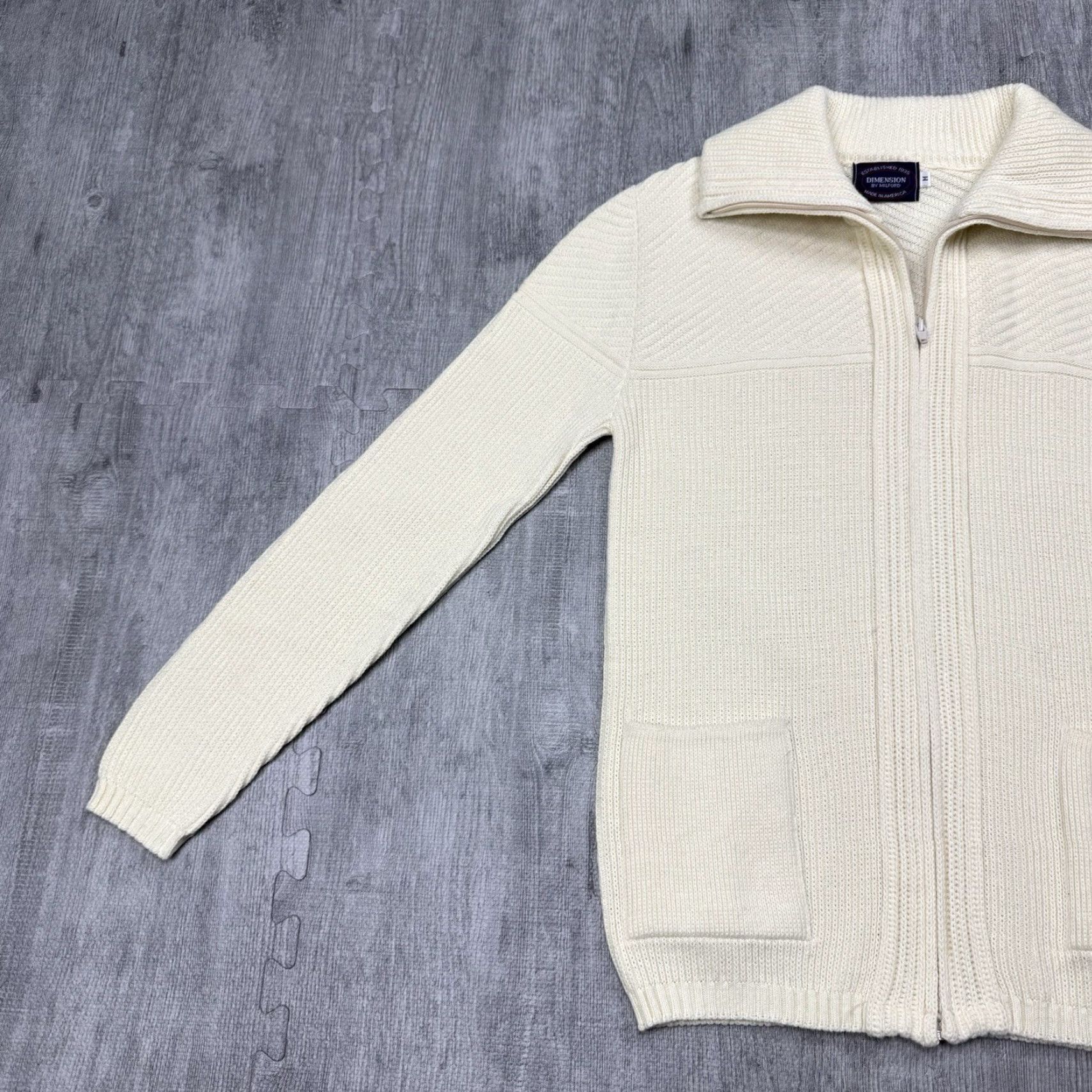 Vintage VINTAGE 70s Dimension USA Mens Full Zip Cardigan Sweater Acrylic Ivory Retro Casual Mens M Size US M / EU 48-50 / 2 - 5 Thumbnail