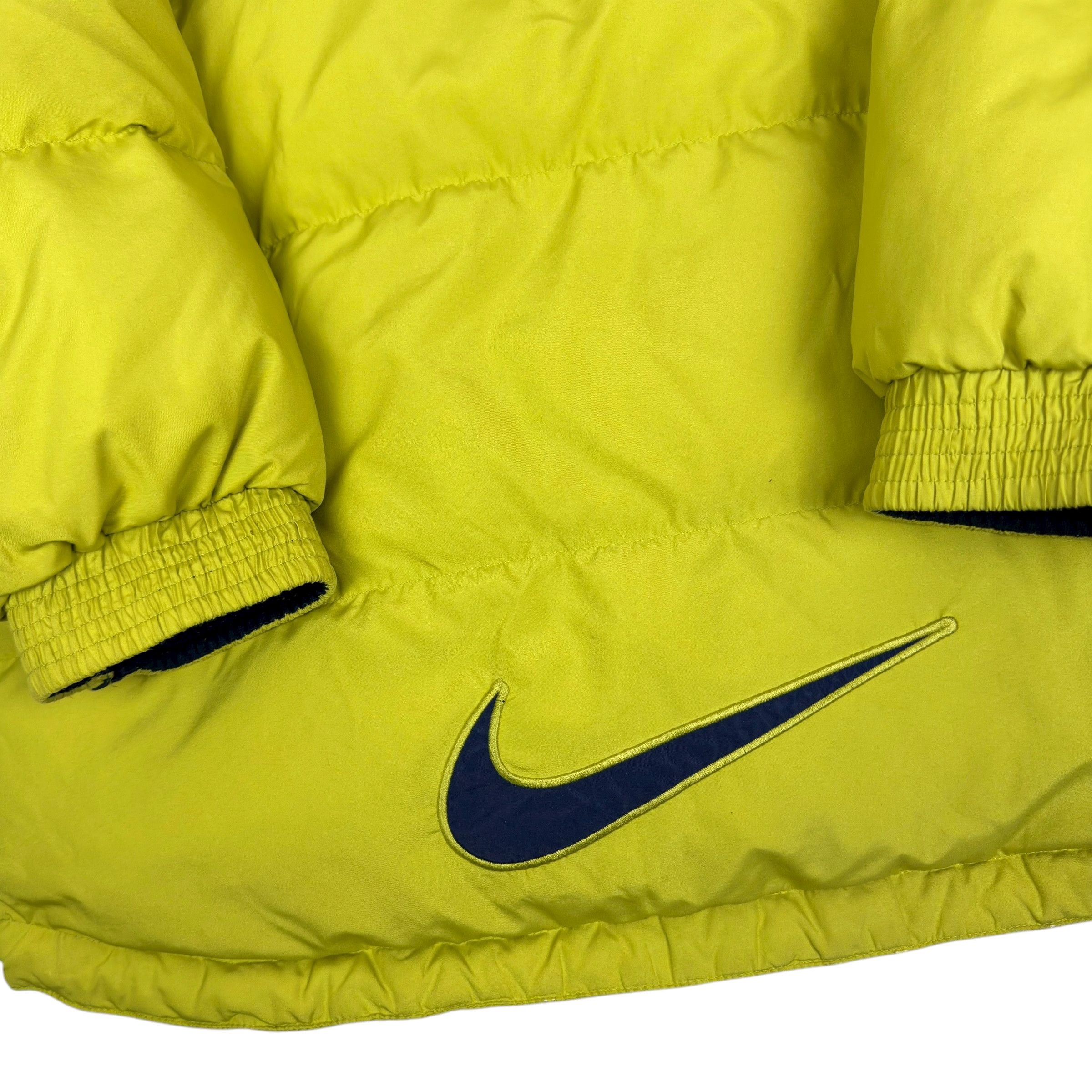 Nike Vintage Nike Mens Lime Green Swoosh Full Zip Puffer Jacket S Size US S / EU 44-46 / 1 - 12 Thumbnail