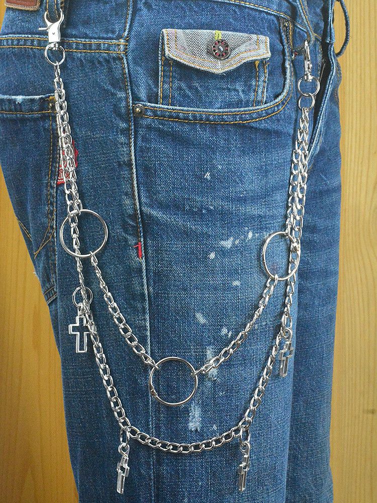Japanese Brand × Jewelry Double-Layer Steel Pants Chain 7mm NK Link with Cross Ring Size ONE SIZE - 1 Thumbnail