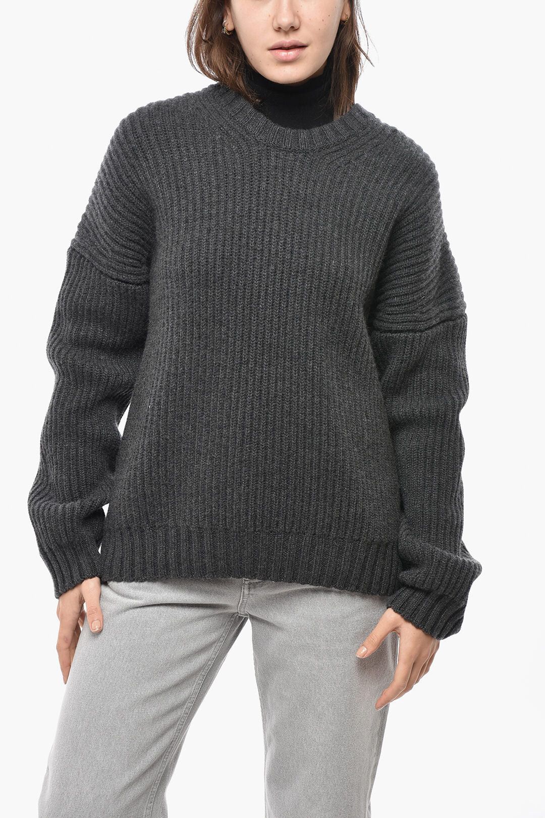 KHAITE og1mm0426 Cashmere Ribbed Crew-Neck Pullover in Grey Size M / US 6-8 / IT 42-44 - 1 Thumbnail