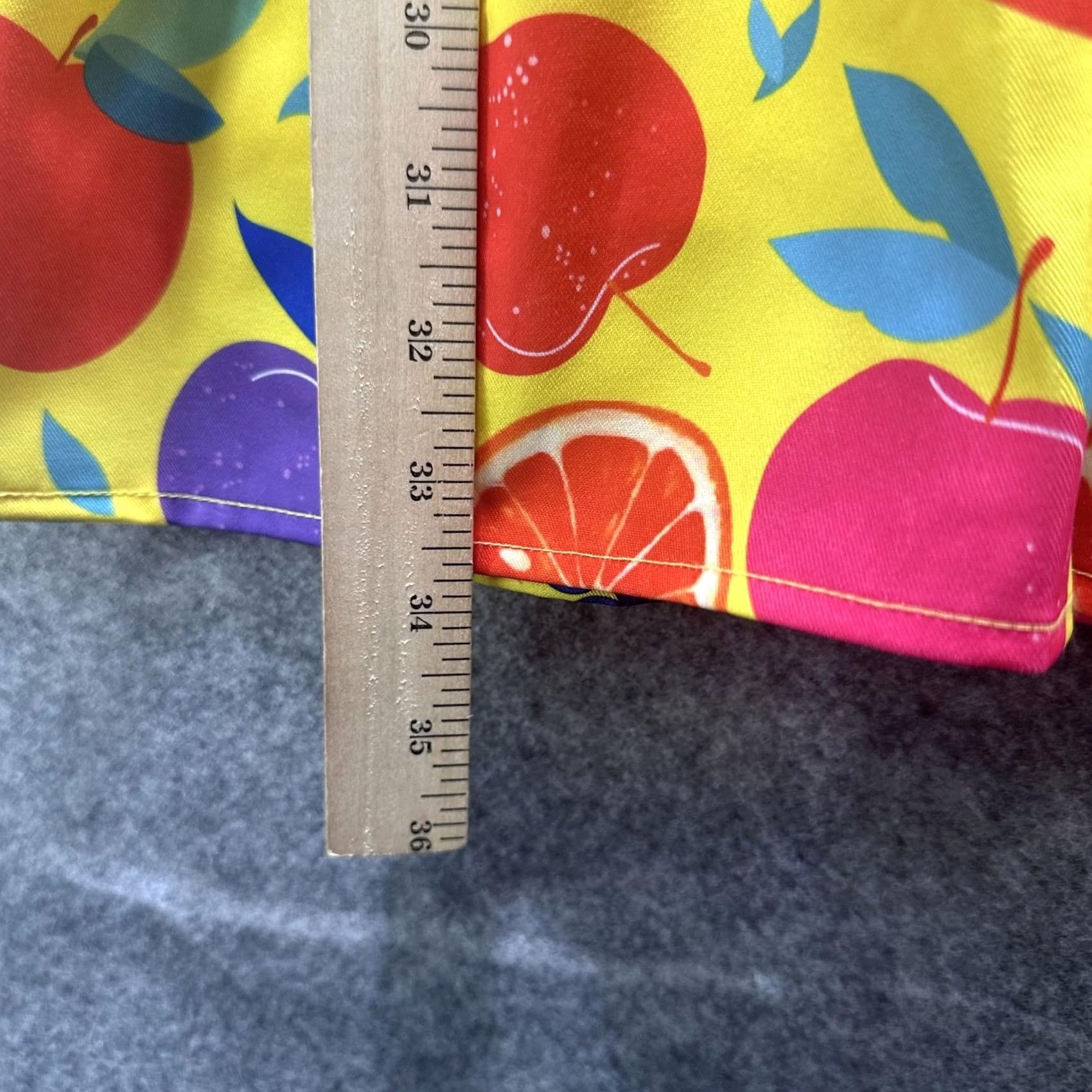 Vintage DENIMLAND Dress Womens S Yellow Fruit Print V Neck Puff Sleeve Ruffle Mini Size S / US 4 / IT 40 - 6 Thumbnail