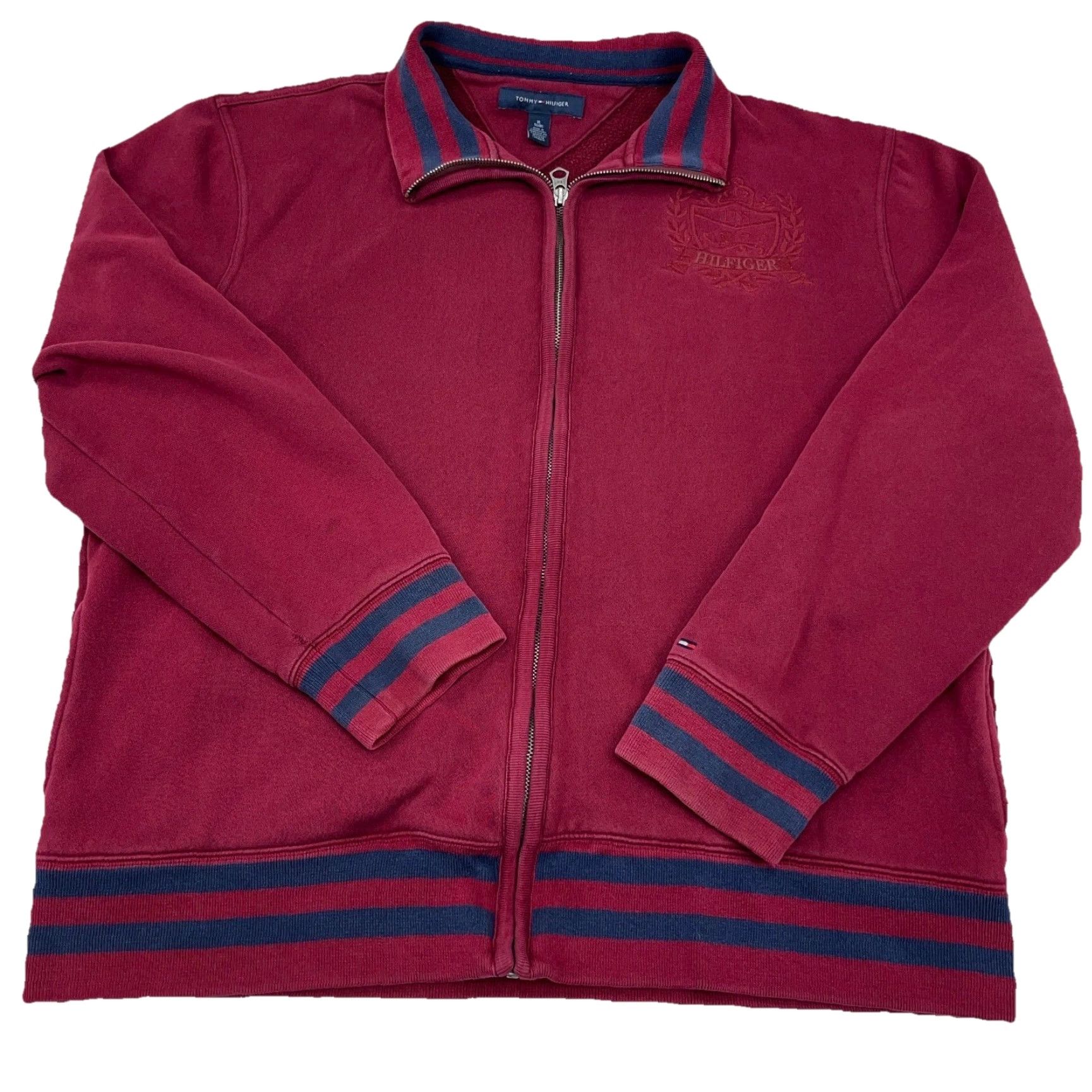 Tommy Hilfiger Tommy Hilfiger Sweater Cardigan Men XL Red Blue Fleece Jacket Full Zip Crest 2XL Size Regular Cotton Knit Style Classic Pattern Solid Size US XXL / EU 58 / 5 - 2 Thumbnail