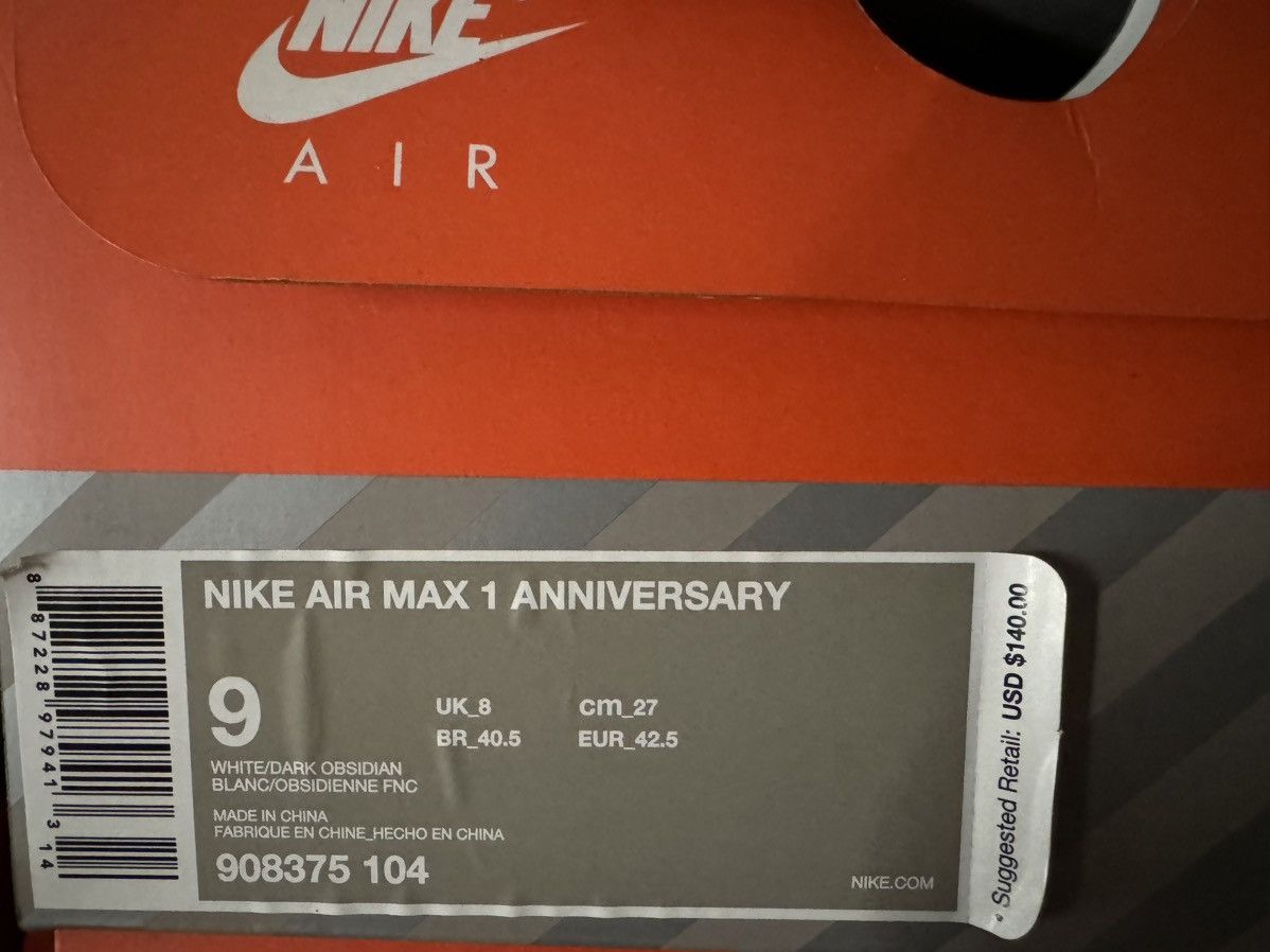 Nike 2017 Nike Air Max 1 Anniversary Obsidian Size US 9 / EU 42 - 8 Thumbnail