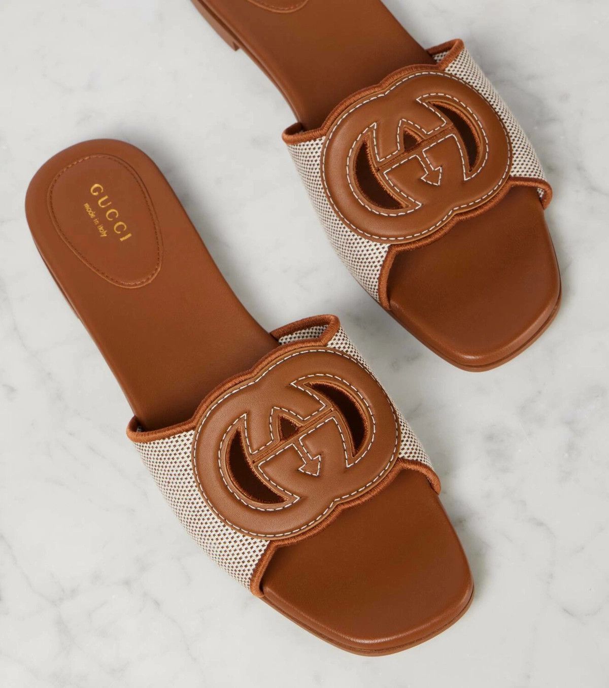 Gucci Gucci GG Interlocking Logo Brown Flat Slide Sandal 42 Size US 12 / IT 42 - 3 Thumbnail