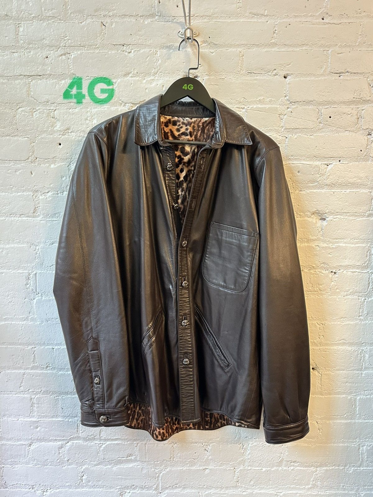 Chrome Hearts CHROME HEARTS LEATHER CHEETAH LINED JACKET Size US M / EU 48-50 / 2 - 2 Thumbnail