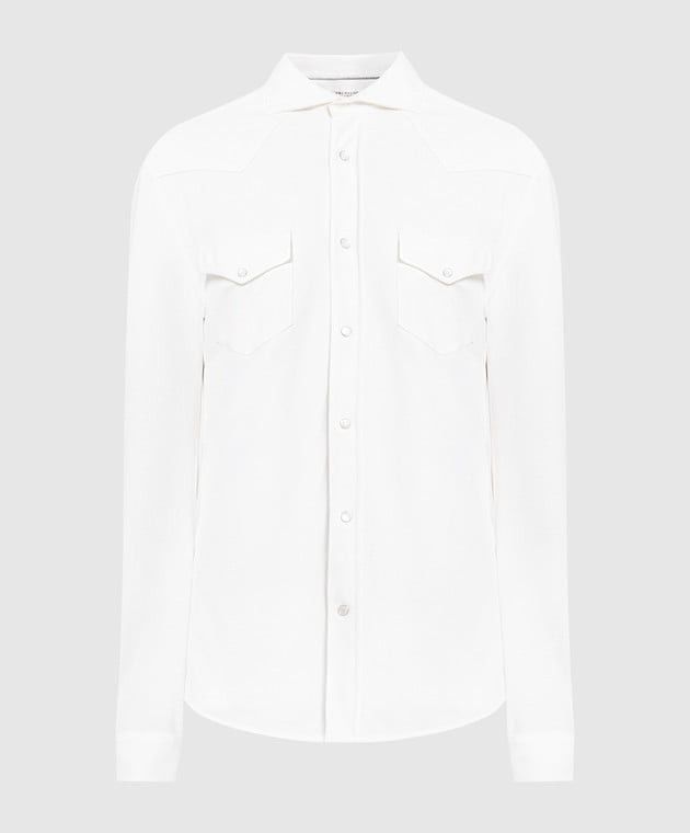 Brunello Cucinelli o1w1db10725 Cotton Leisure Fit Shirt in White Size US XL / EU 56 / 4 - 1 Thumbnail