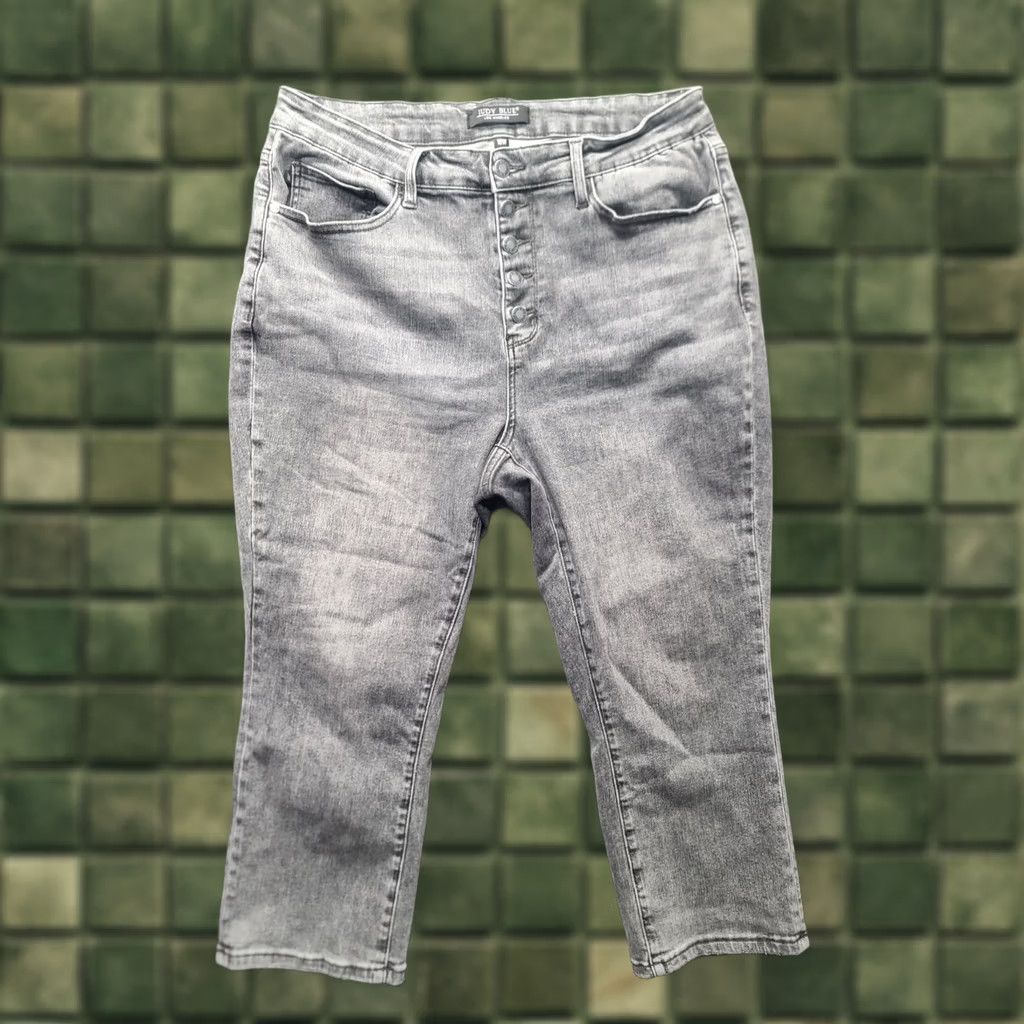 Vintage Judy Blue Jeans Womens 18W Regular Fit Straight Leg Button Fly Charcoal Stretch Denim Pants Size 40" / US 18 - 1 Thumbnail