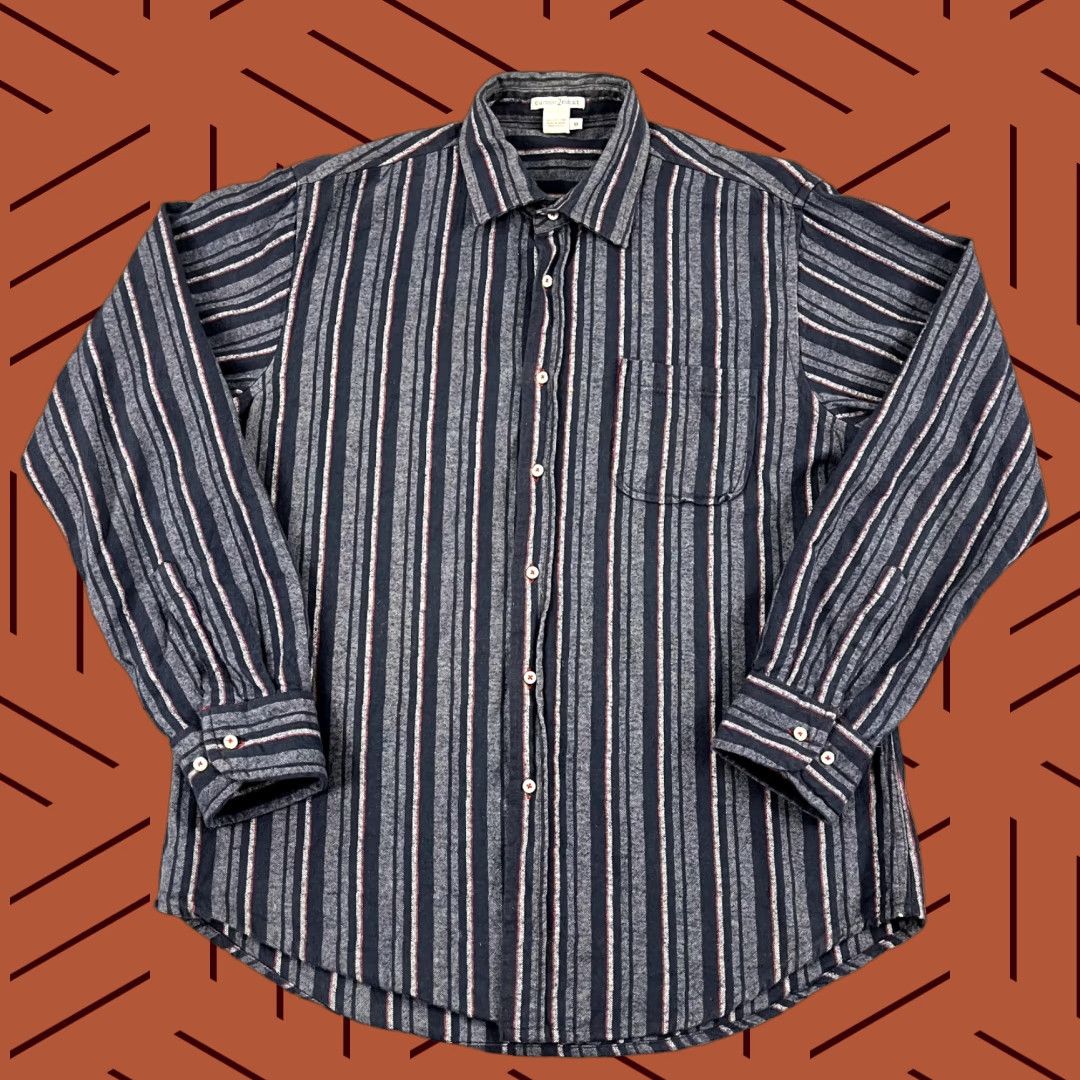 Carbon2Cobalt CARBON 2 COBALT Shirt Men Medium Gray Blue Striped Flannel Button Up Long Sleeve Size US M / EU 48-50 / 2 - 1 Thumbnail