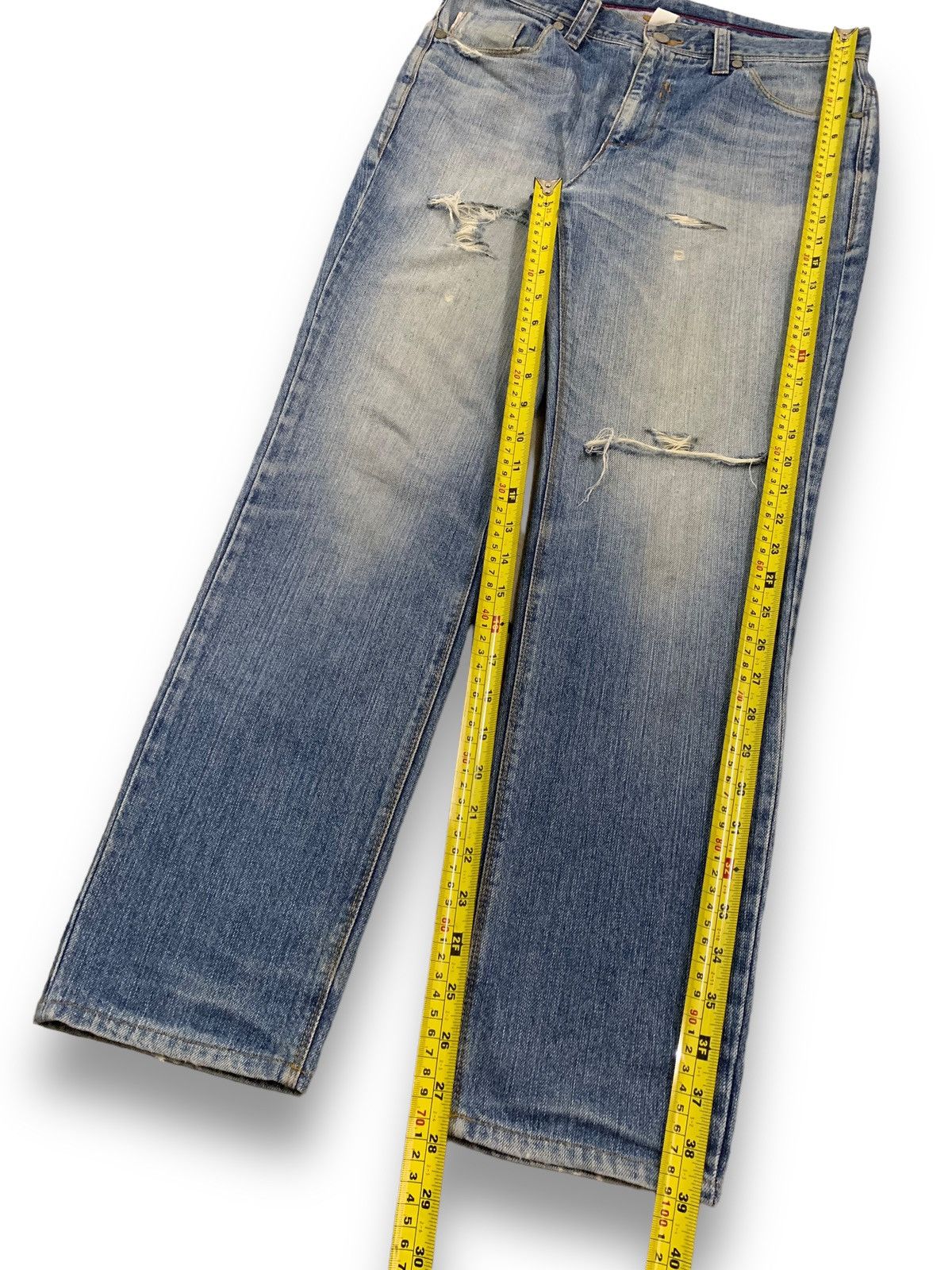 Morgan Homme Vintage Morgan Homme Selvedge Blue Washed Distressed Jeans Size US 30 / EU 46 - 15 Thumbnail