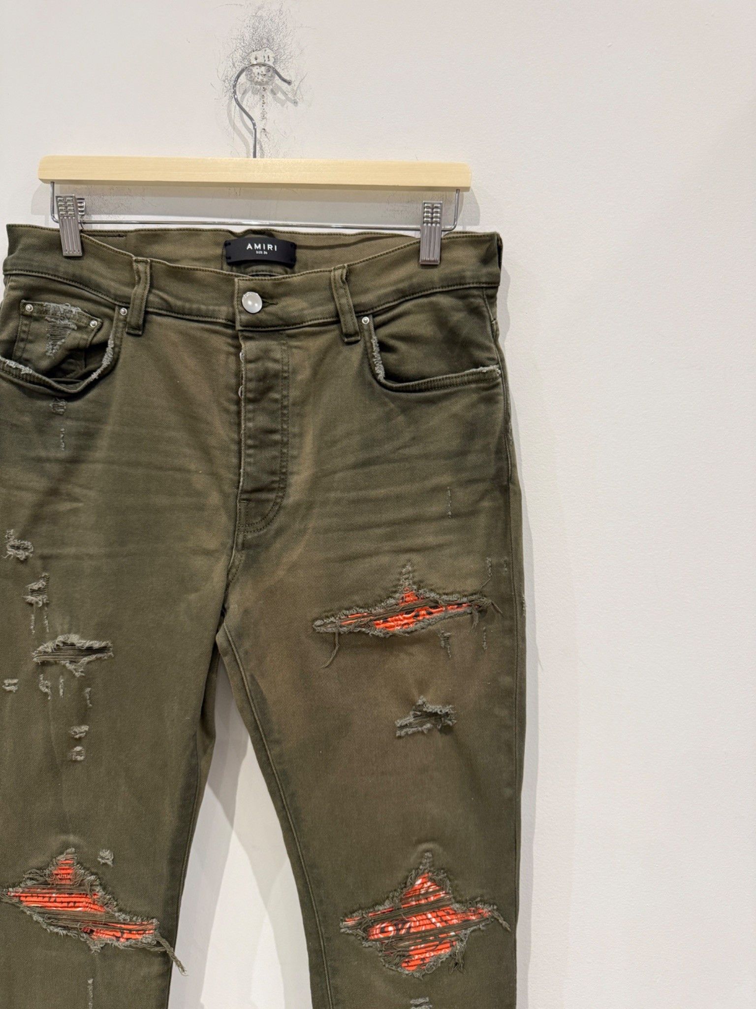 Amiri Amiri MX1 Bandana Skinny Jeans Military Green Size US 36 / EU 52 - 2 Thumbnail