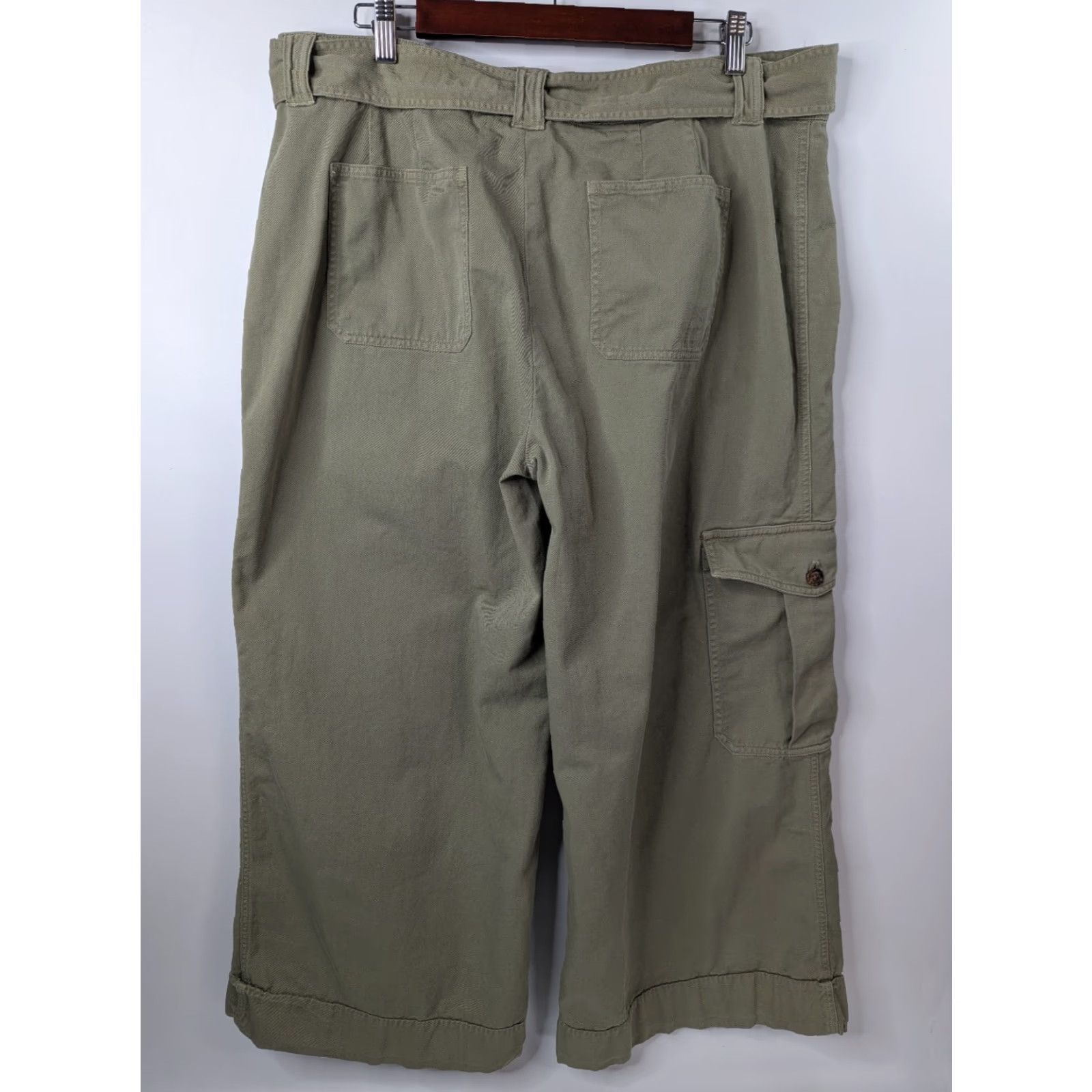Ralph Lauren Lauren Ralph Lauren Pants Cotton Twill Wide-Leg Cargo Belted Sage Green Size 16 Size 38" / US 16 / IT 52 - 4 Thumbnail
