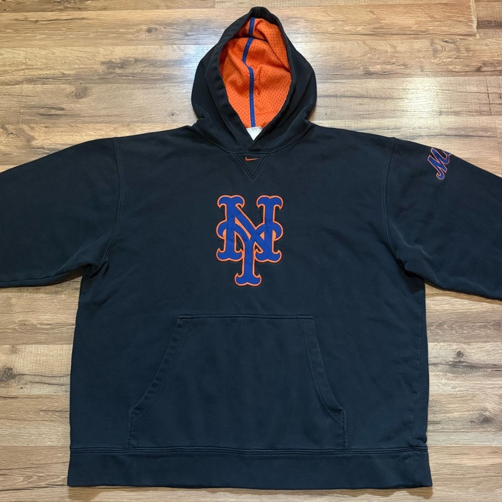 Nike Y2K Nike New York Mets MLB Center Swoosh Hoodie Size US XL / EU 56 / 4 - 3 Thumbnail