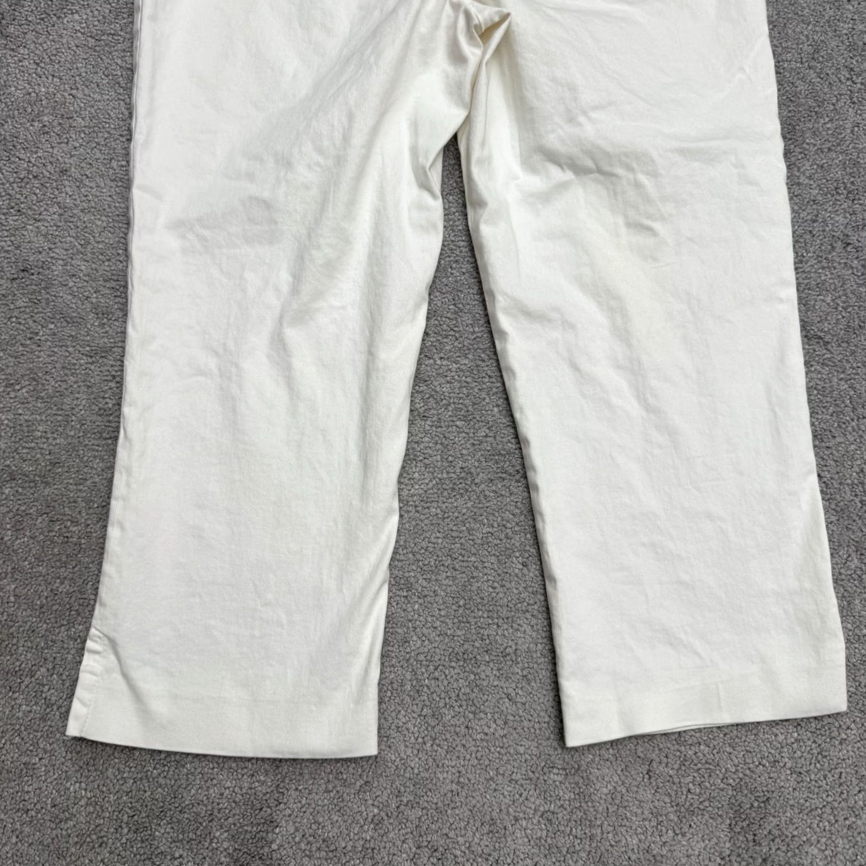Vintage Trucco White Cotton Straight Cropped Ankle Pants Womens 12/44 High Rise Casual Slim Fit Size 34" / US 12 / IT 48 - 3 Thumbnail