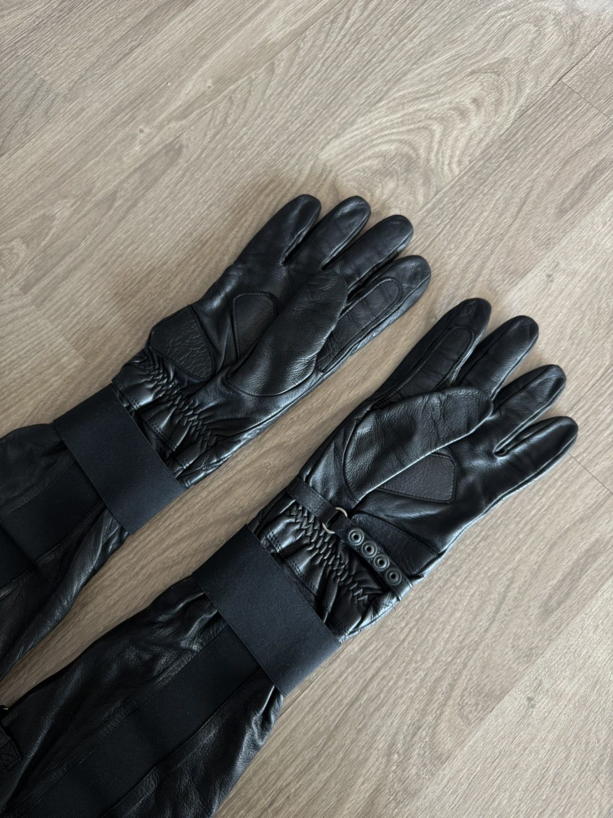 Raf Simons A/W 2007 Long Leather Biker Gloves Size ONE SIZE - 5 Thumbnail