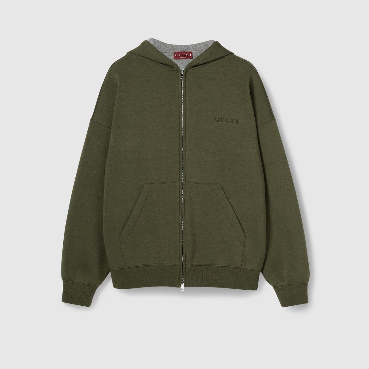 Gucci o1s1wg110925 Embroidered Hooded Jersey Sweatshirt Dark Green Size US XL / EU 56 / 4 - 1 Thumbnail